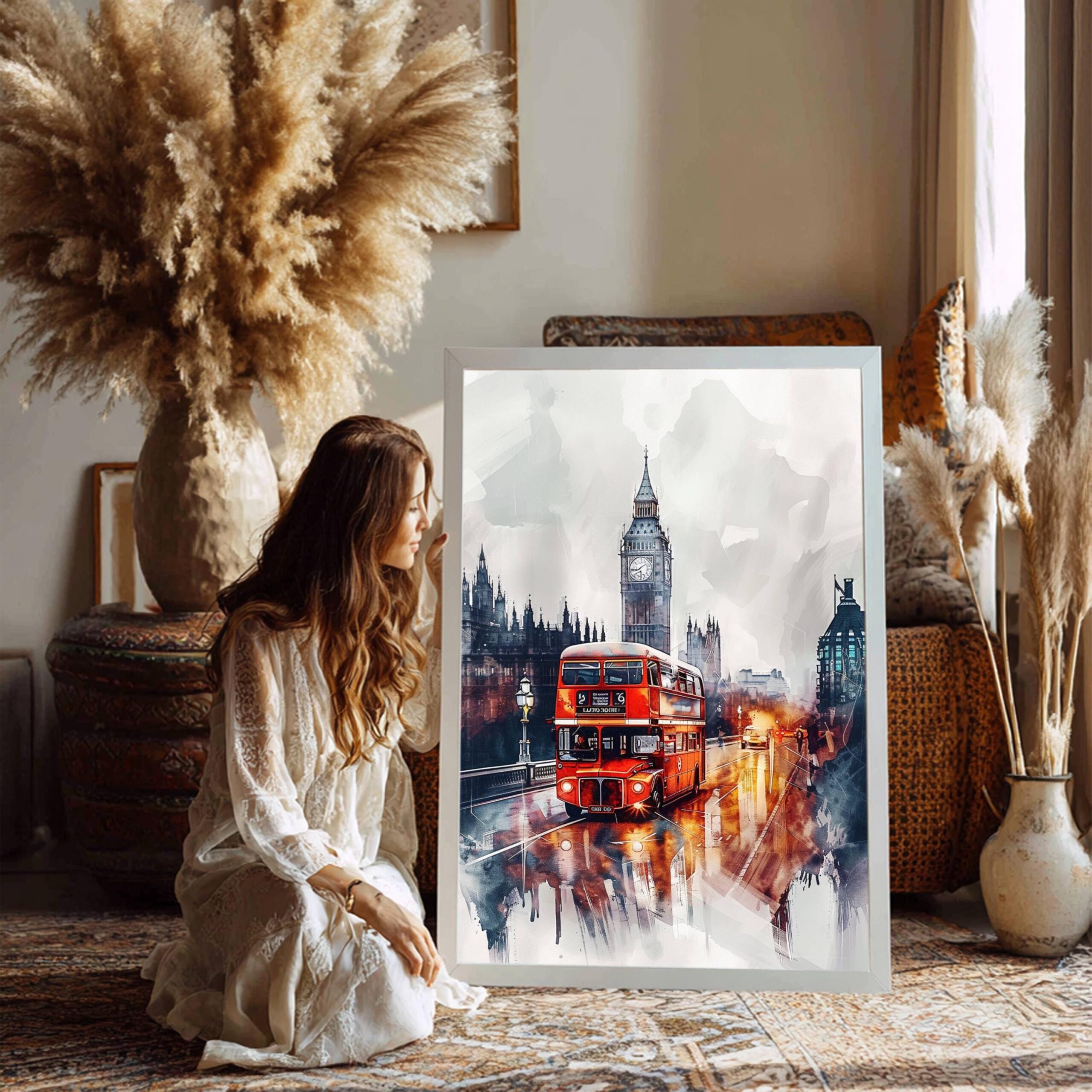 Double Decker London England WatercolorPrint: United Kingdom Travel Art Poster - Image 6