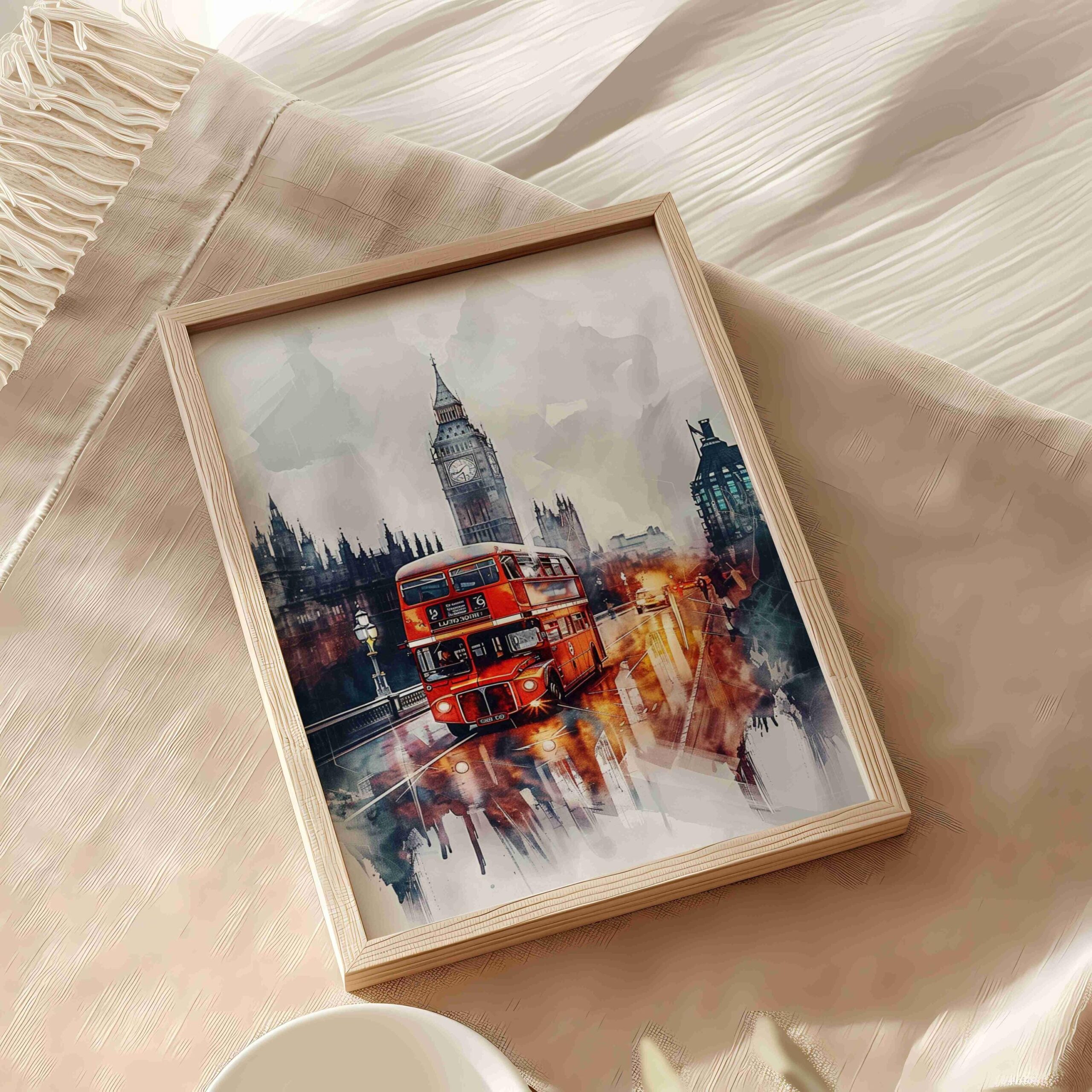 Double Decker London England WatercolorPrint: United Kingdom Travel Art Poster - Image 5