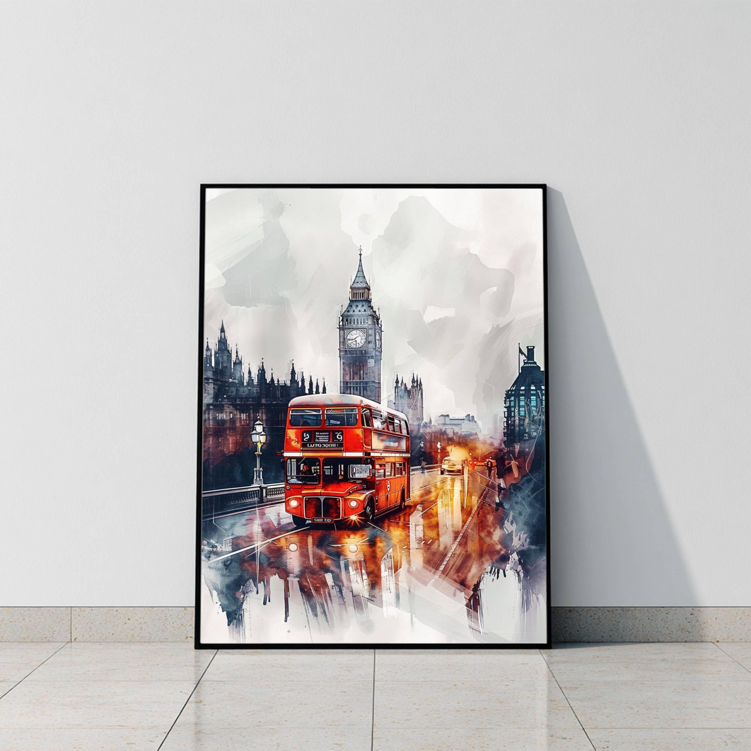 Double Decker London England WatercolorPrint: United Kingdom Travel Art Poster - Image 9