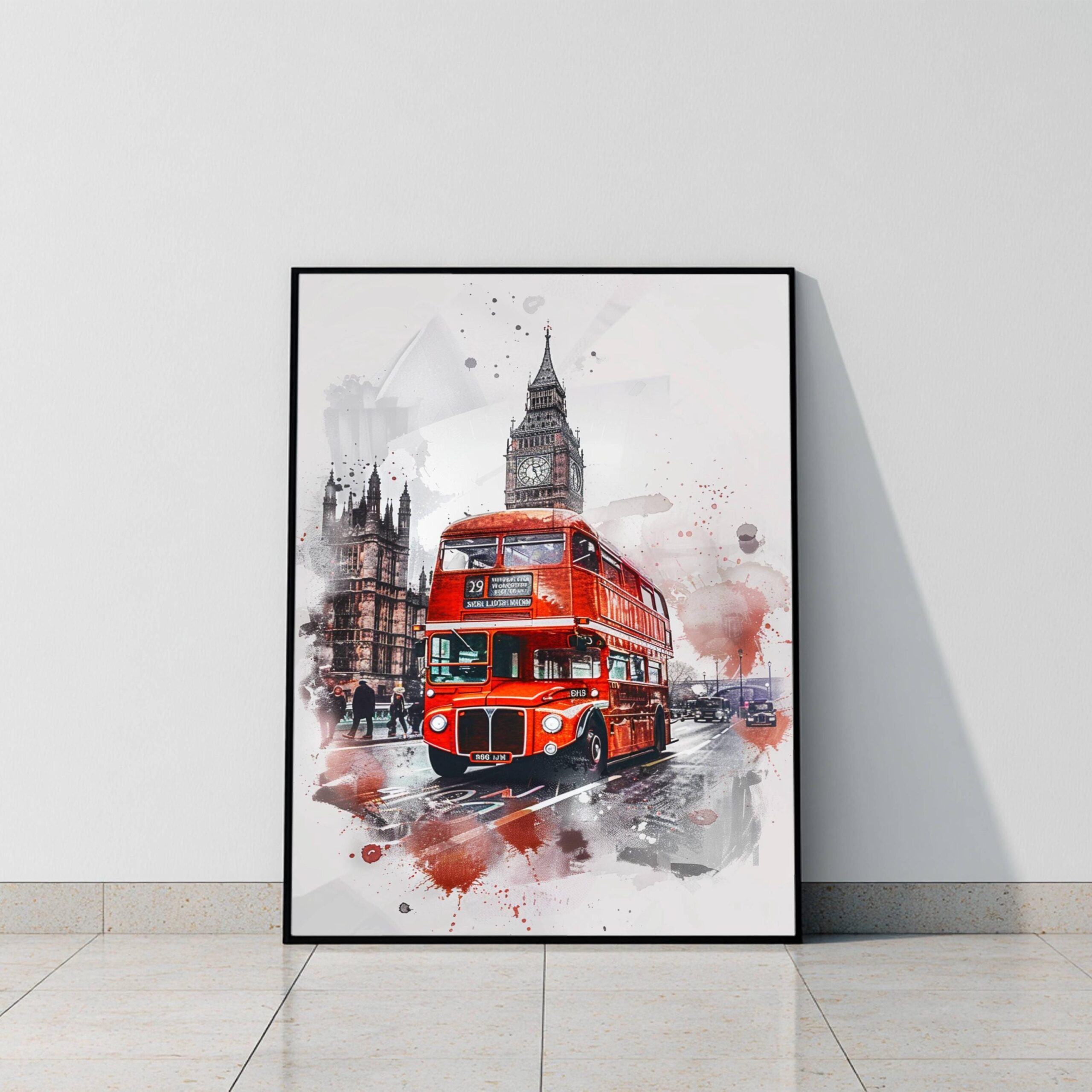 Double Decker London England Watercolor Print: United Kingdom Travel Art Poster - Image 9