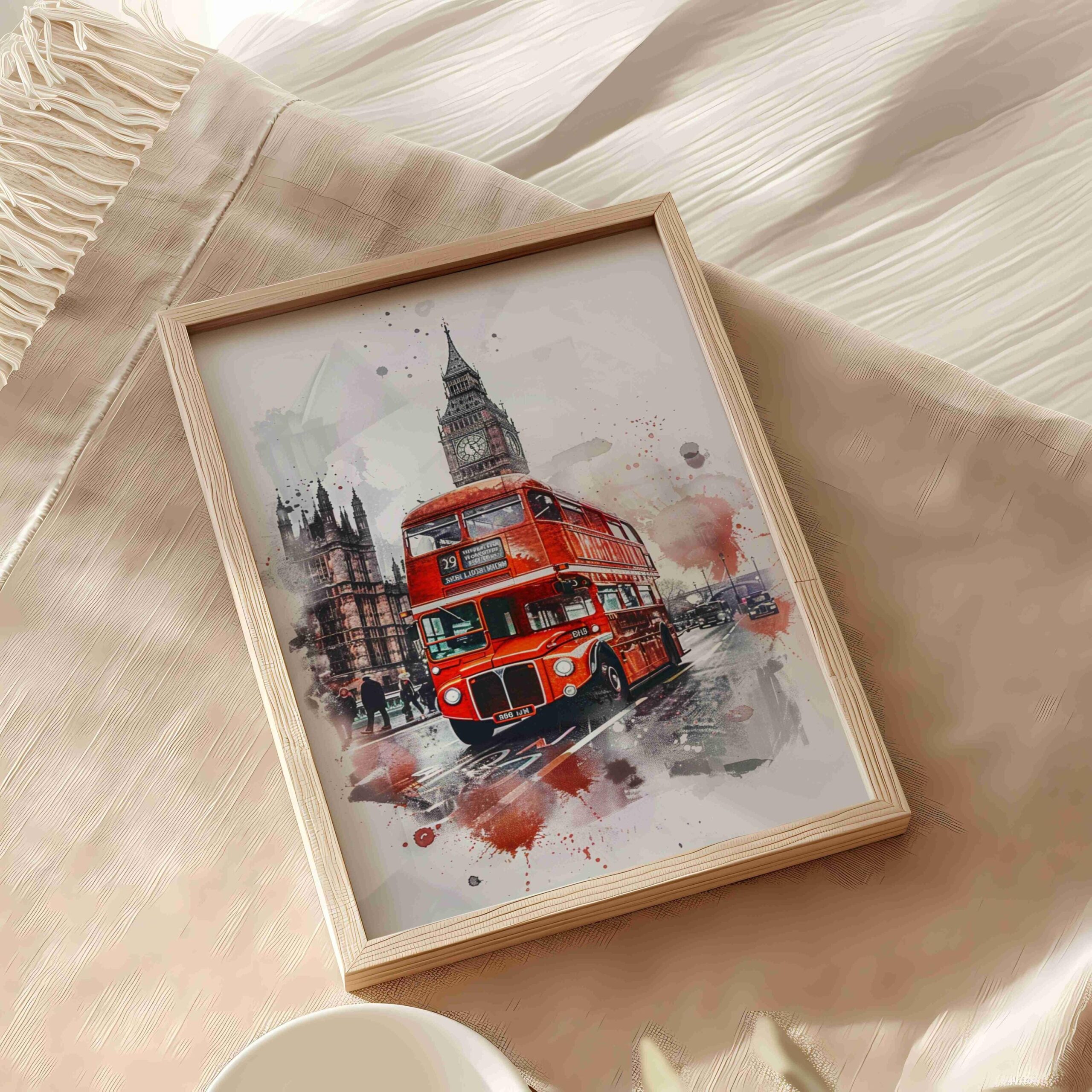 Double Decker London England Watercolor Print: United Kingdom Travel Art Poster - Image 5