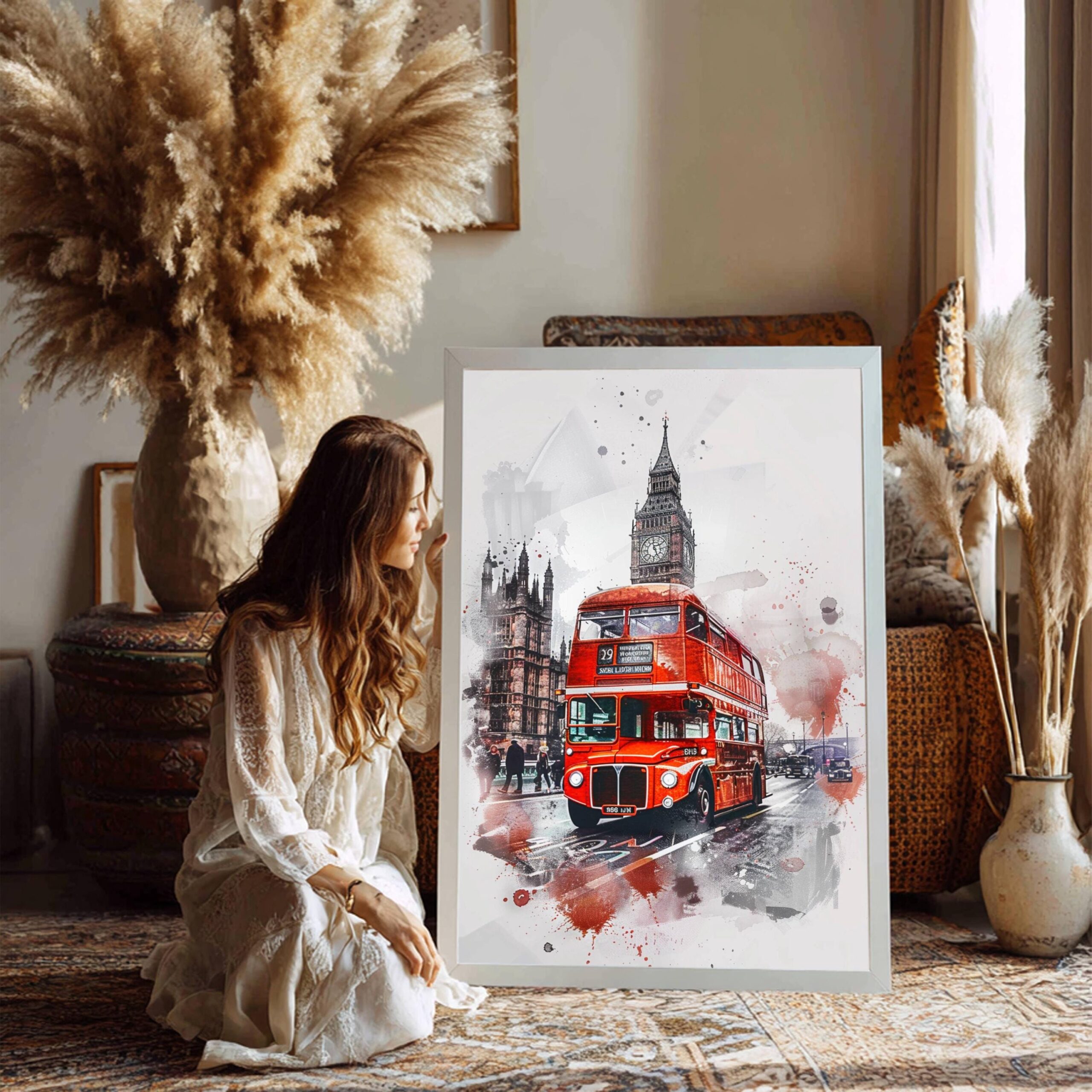 Double Decker London England Watercolor Print: United Kingdom Travel Art Poster - Image 6
