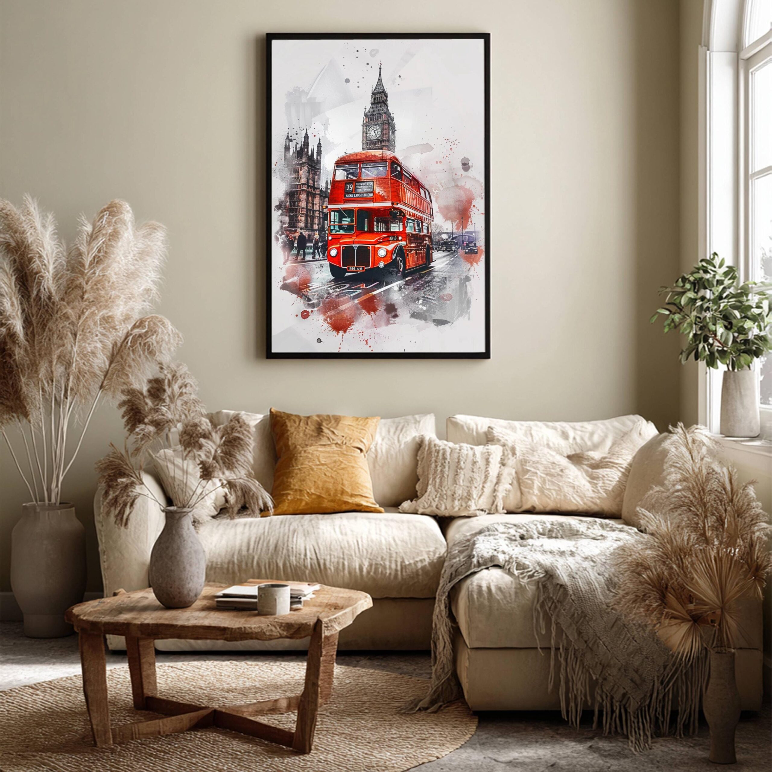 Double Decker London England Watercolor Print: United Kingdom Travel Art Poster - Image 3
