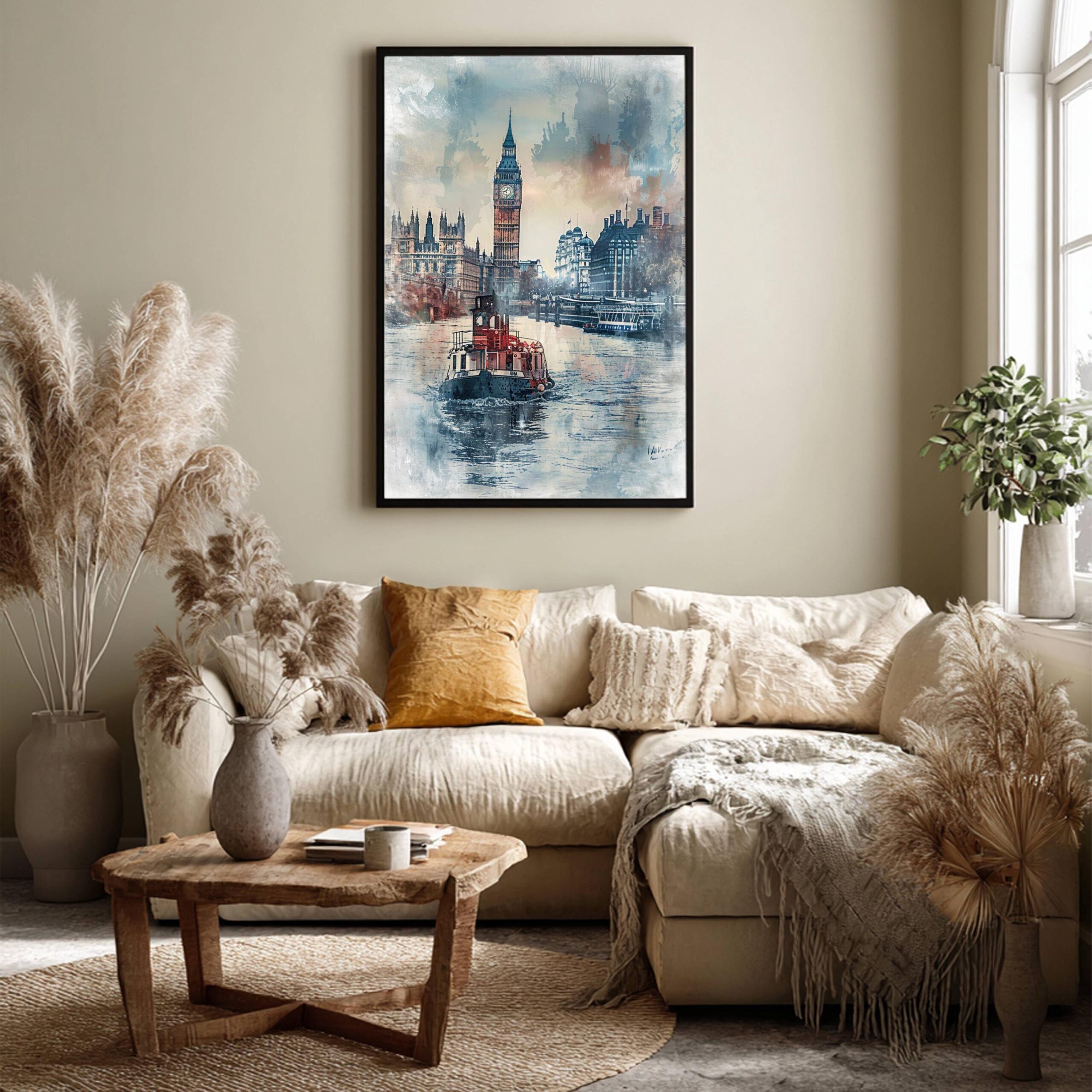 River Thames London England Watercolor: United Kingdom Travel Art Poster - Image 3