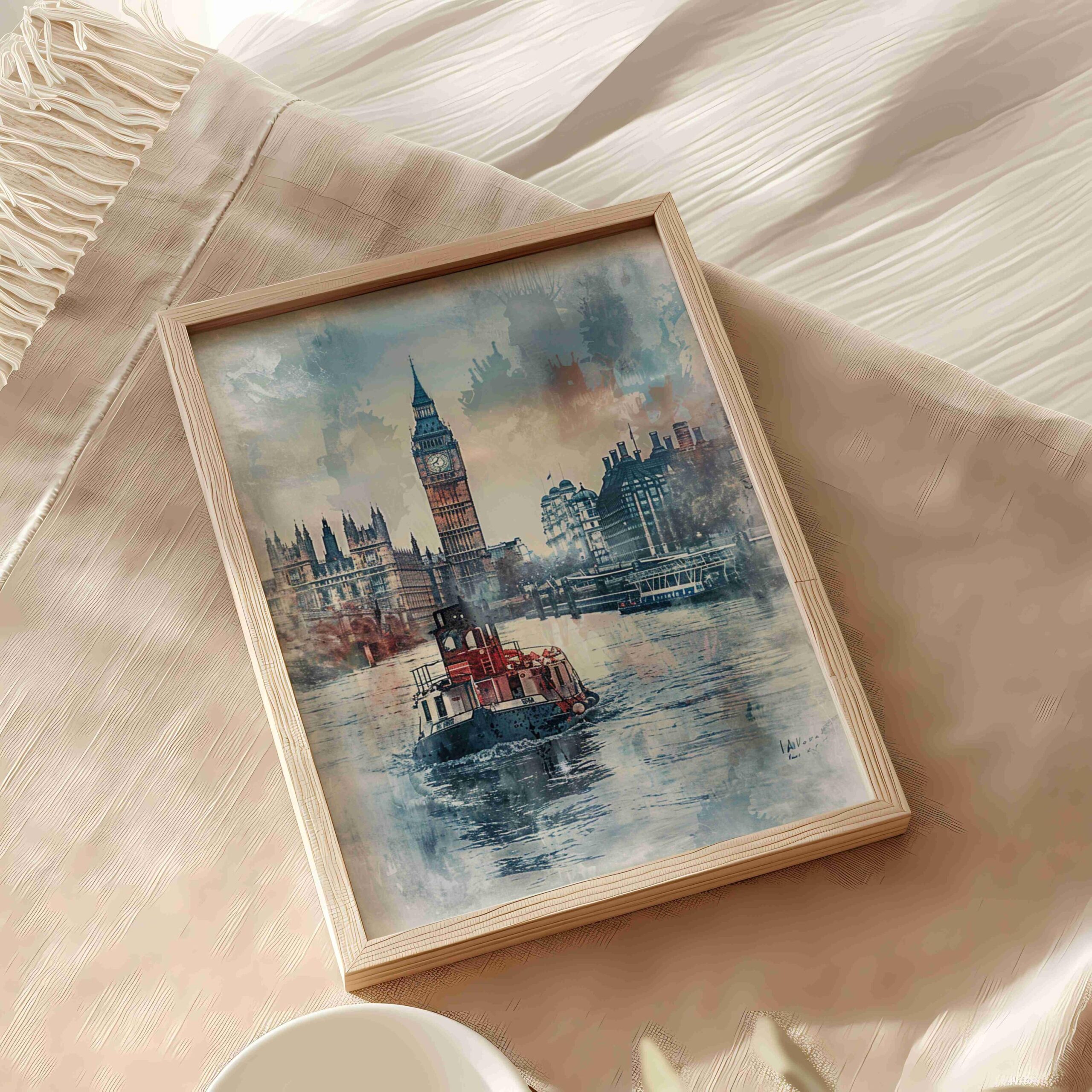 River Thames London England Watercolor: United Kingdom Travel Art Poster - Image 5