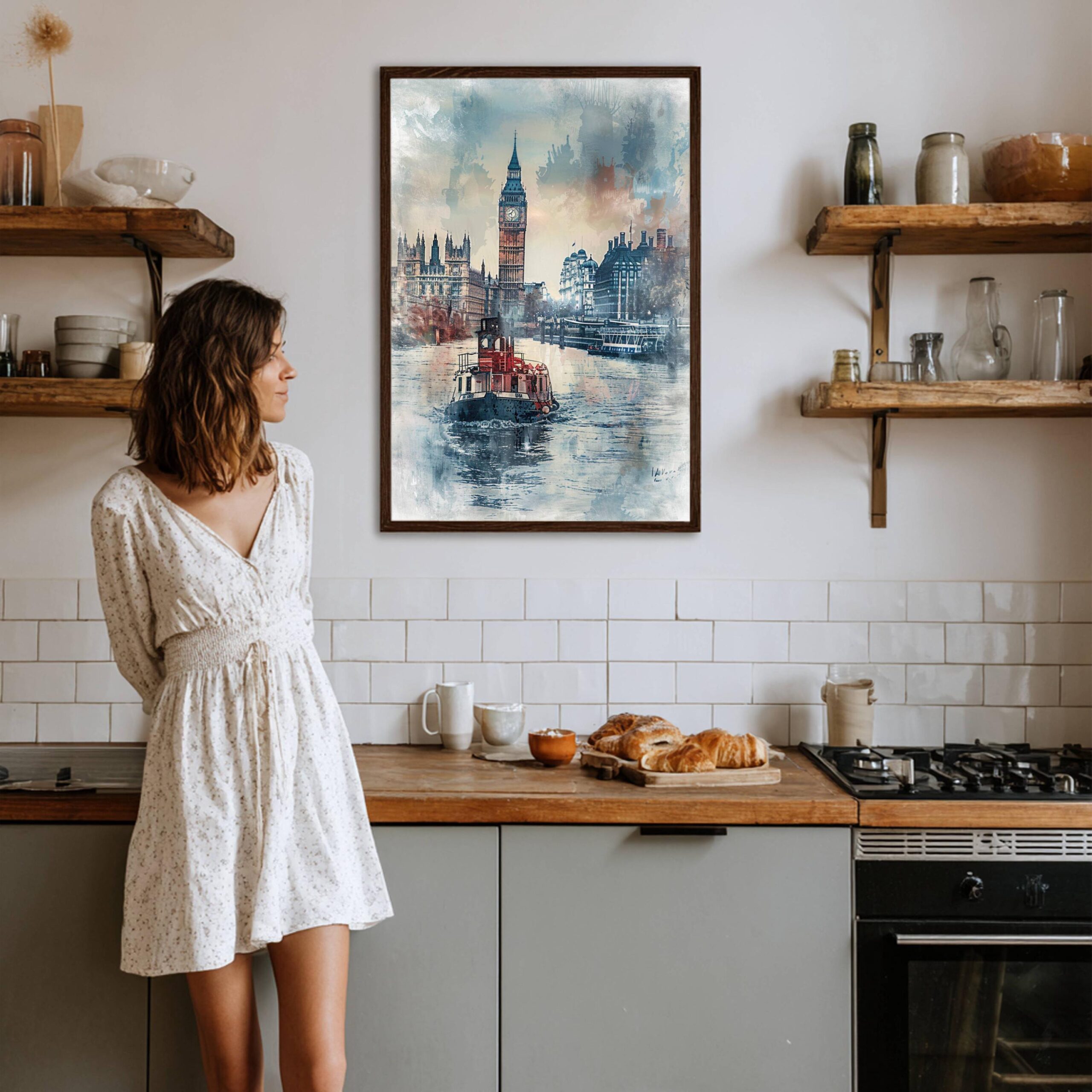 River Thames London England Watercolor: United Kingdom Travel Art Poster - Image 7
