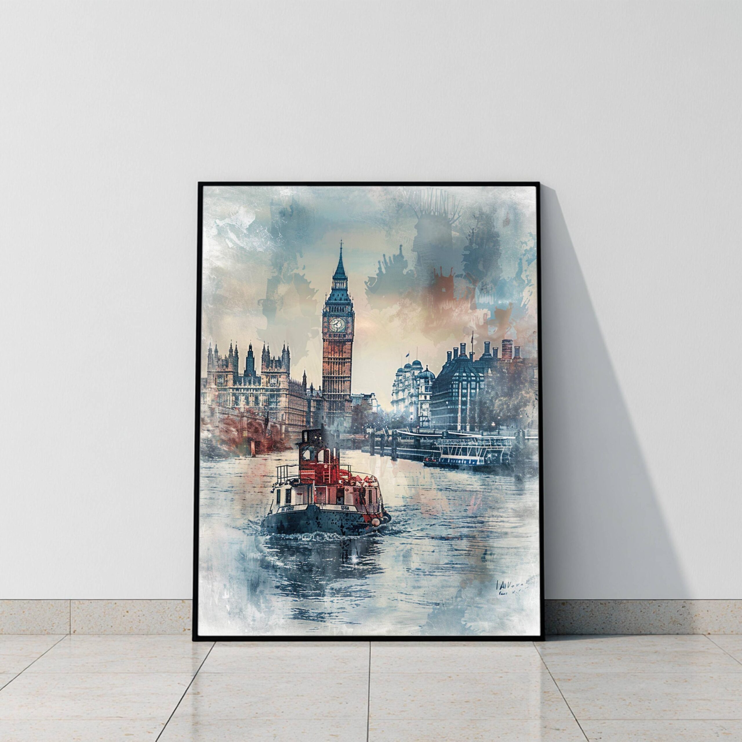 River Thames London England Watercolor: United Kingdom Travel Art Poster - Image 9