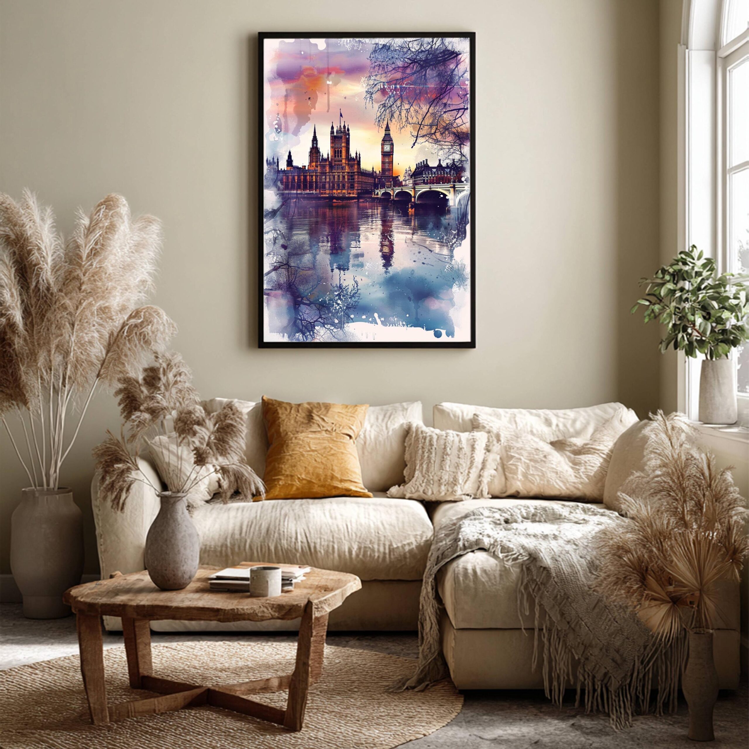 River Thames London England Watercolor: United Kingdom Travel Art Poster - Image 3