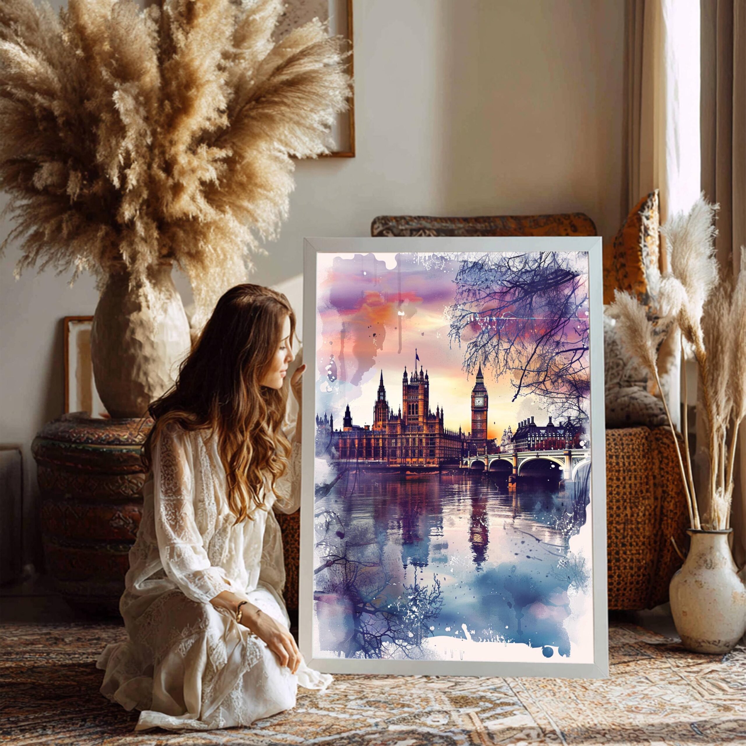 River Thames London England Watercolor: United Kingdom Travel Art Poster - Image 8