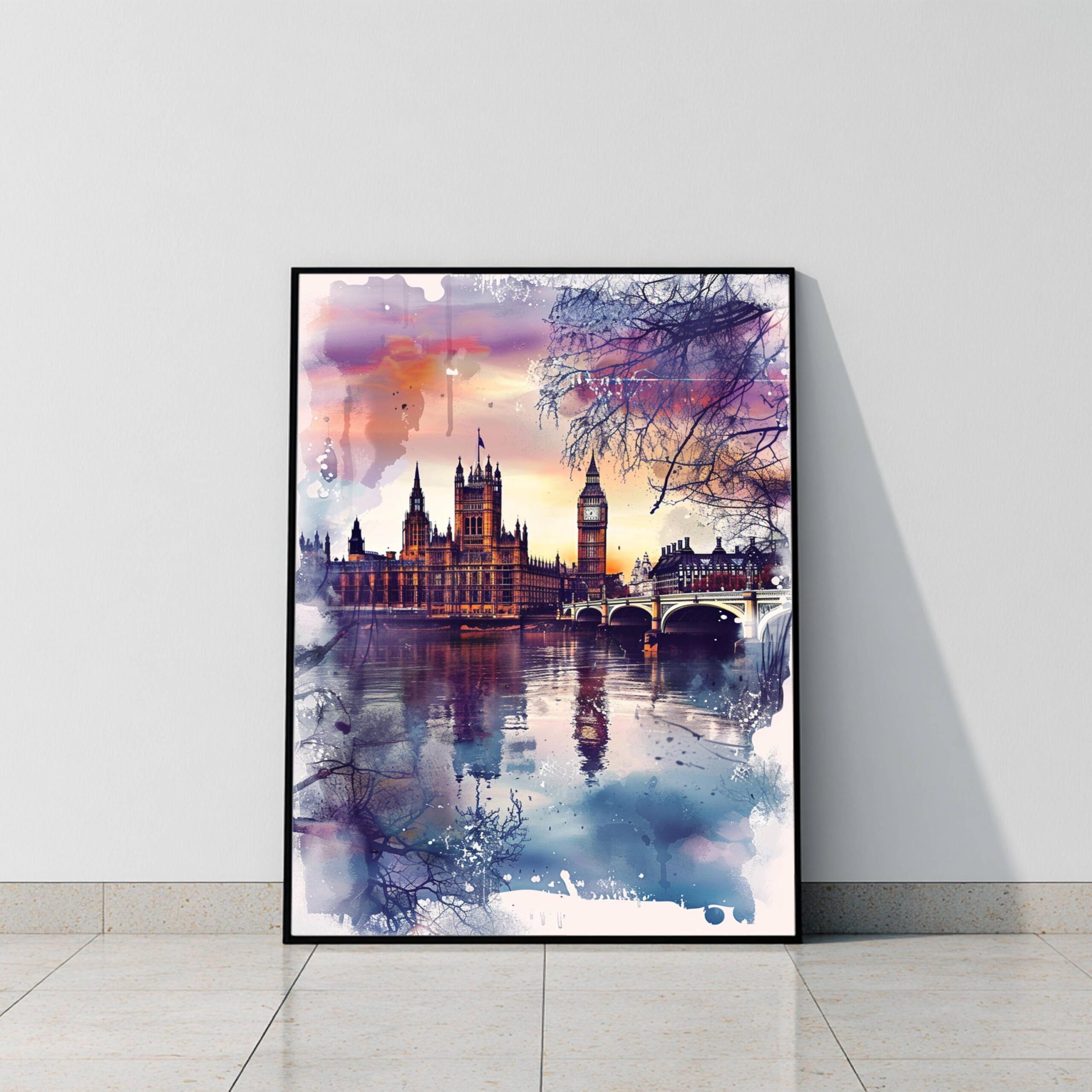 River Thames London England Watercolor: United Kingdom Travel Art Poster - Image 9