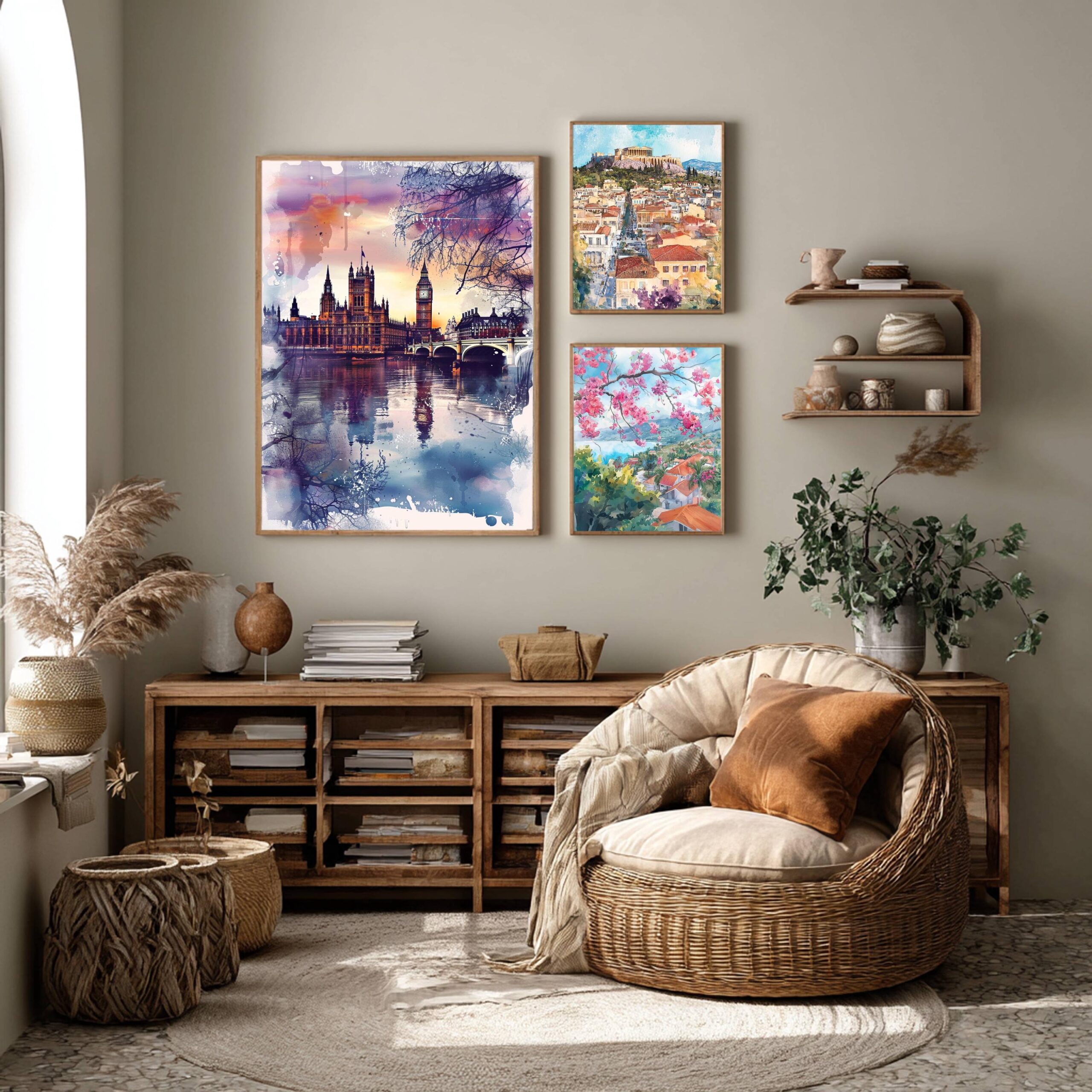 River Thames London England Watercolor: United Kingdom Travel Art Poster - Image 2