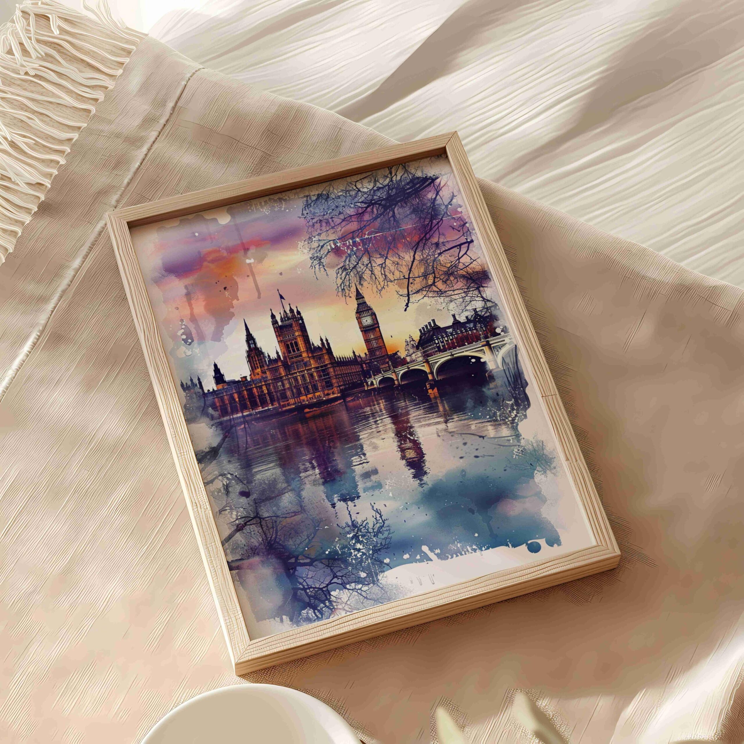 River Thames London England Watercolor: United Kingdom Travel Art Poster - Image 5