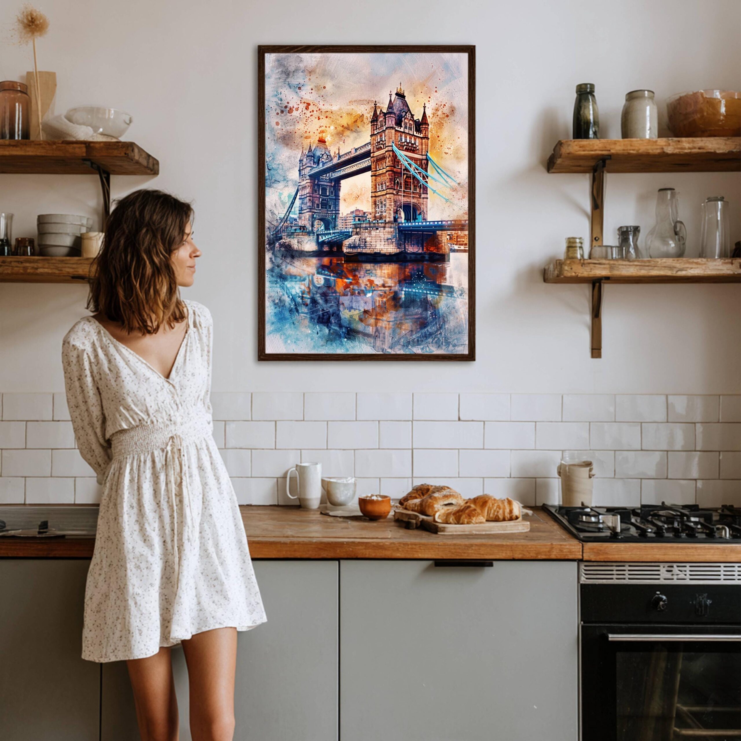 Tower Bridge London England Watercolor: United Kingdom Travel Art Poster - Image 7