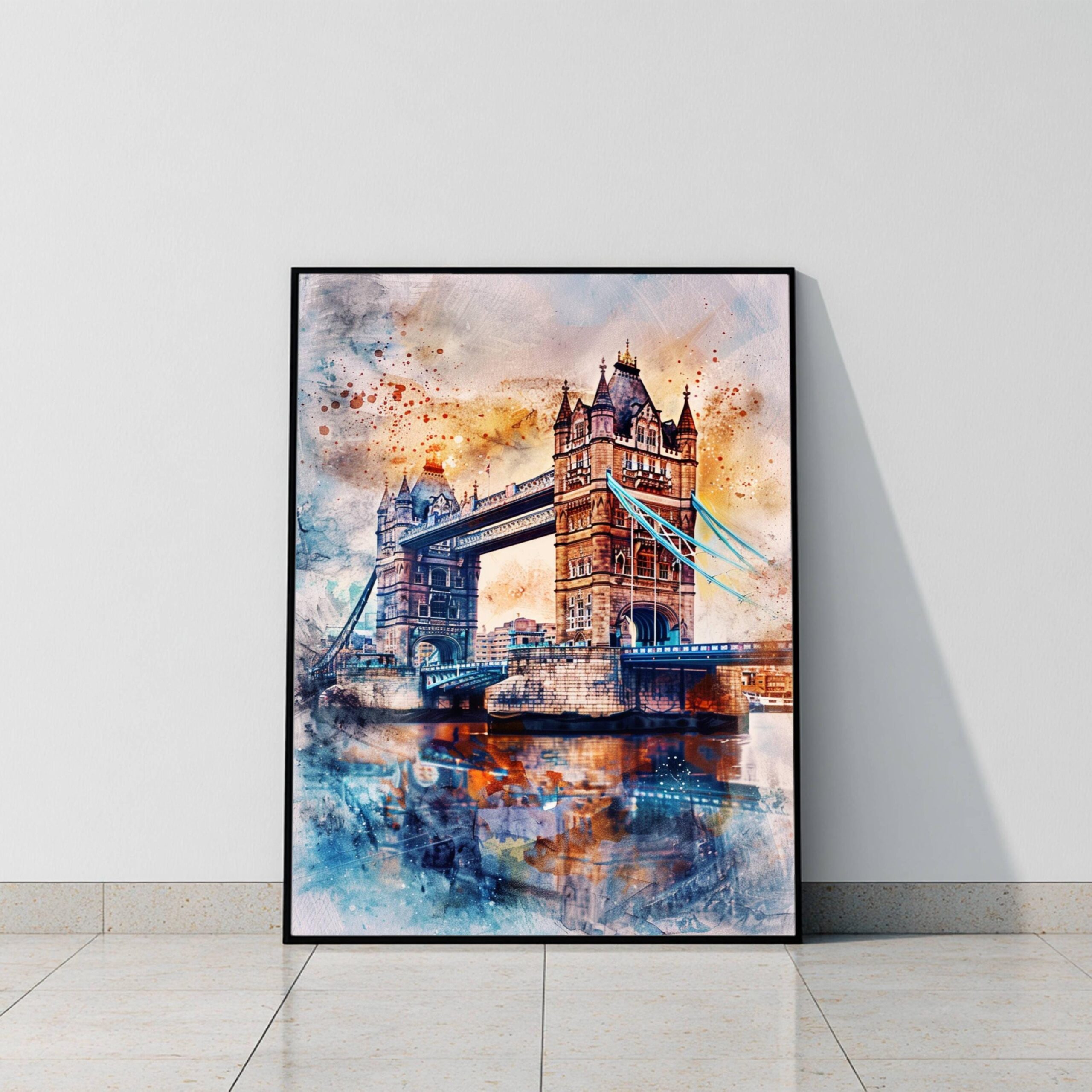 Tower Bridge London England Watercolor: United Kingdom Travel Art Poster - Image 9