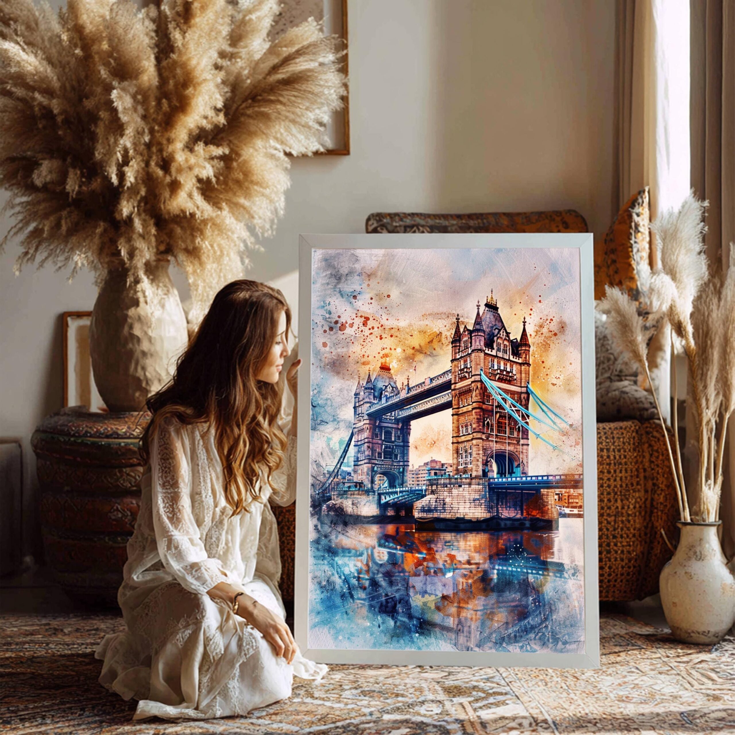 Tower Bridge London England Watercolor: United Kingdom Travel Art Poster - Image 8