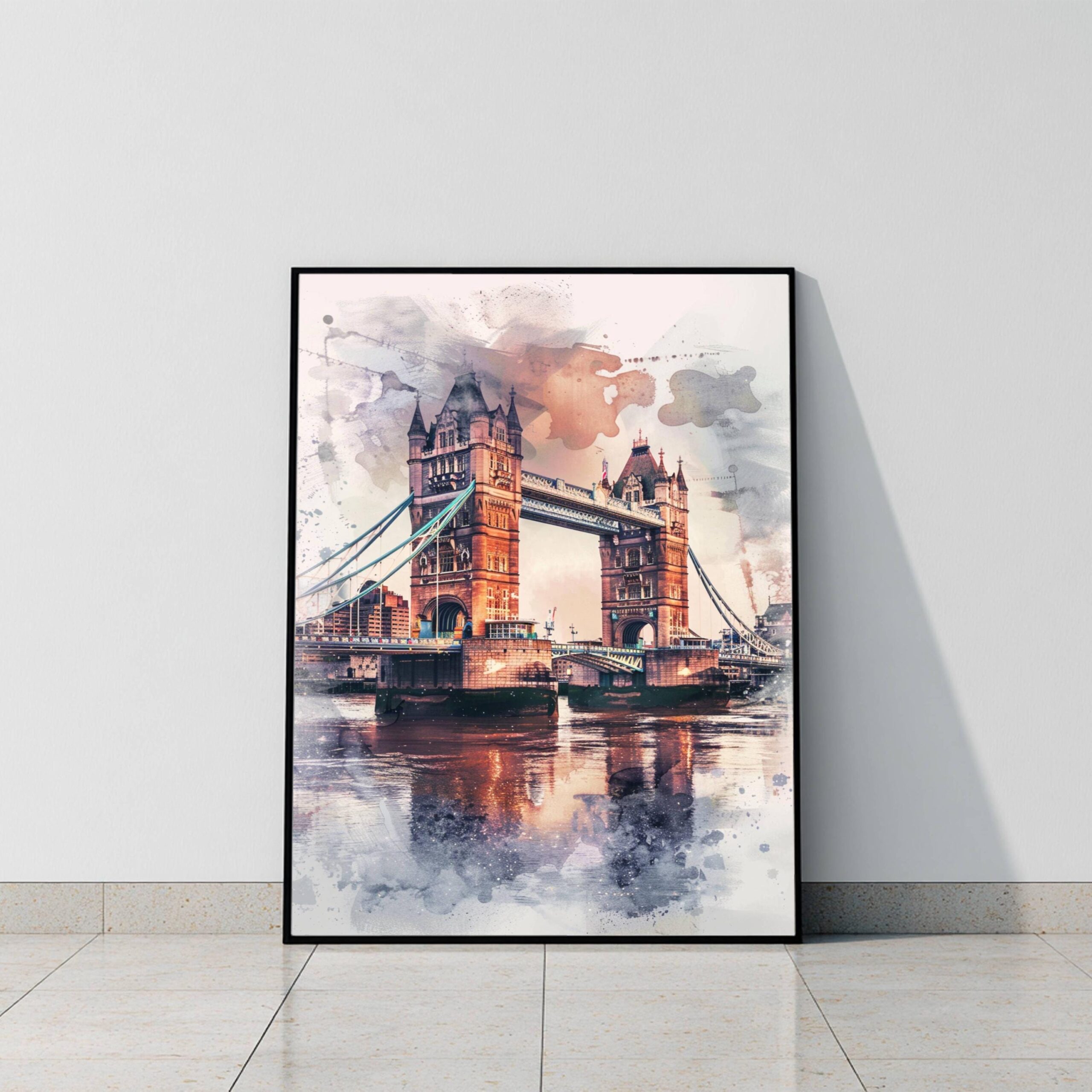 Tower Bridge London England Watercolor: United Kingdom Travel Art Poster - Image 9