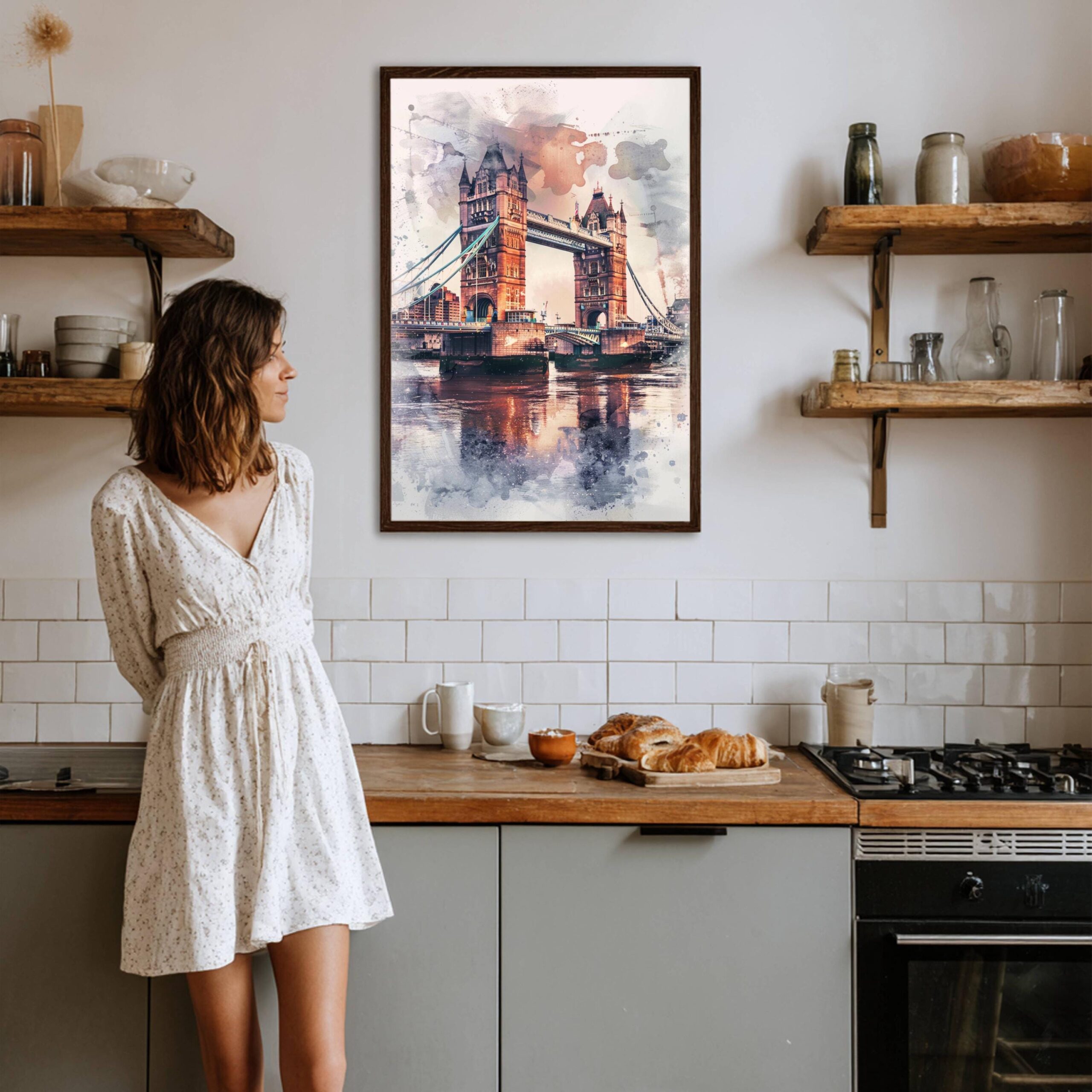 Tower Bridge London England Watercolor: United Kingdom Travel Art Poster - Image 7