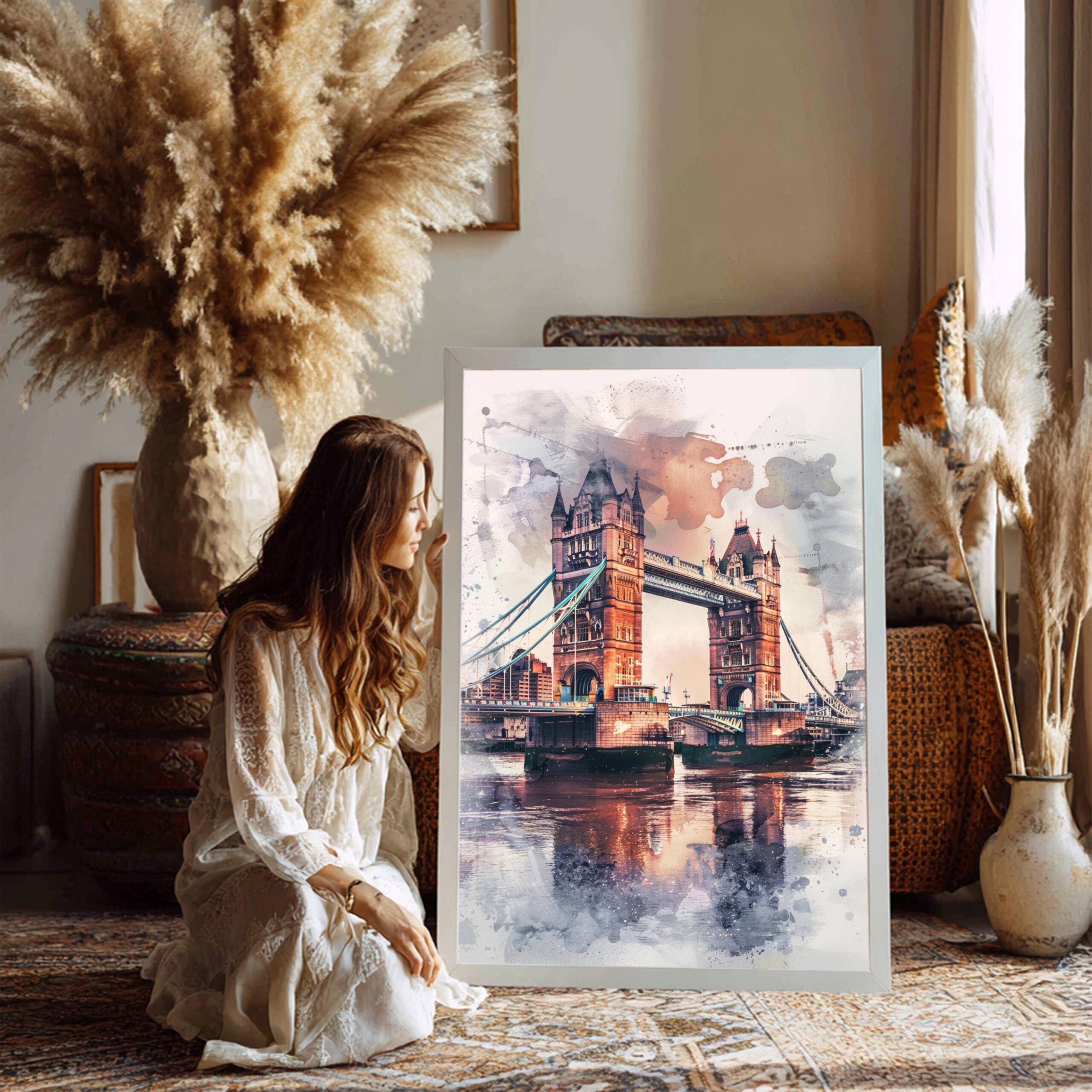 Tower Bridge London England Watercolor: United Kingdom Travel Art Poster - Image 8