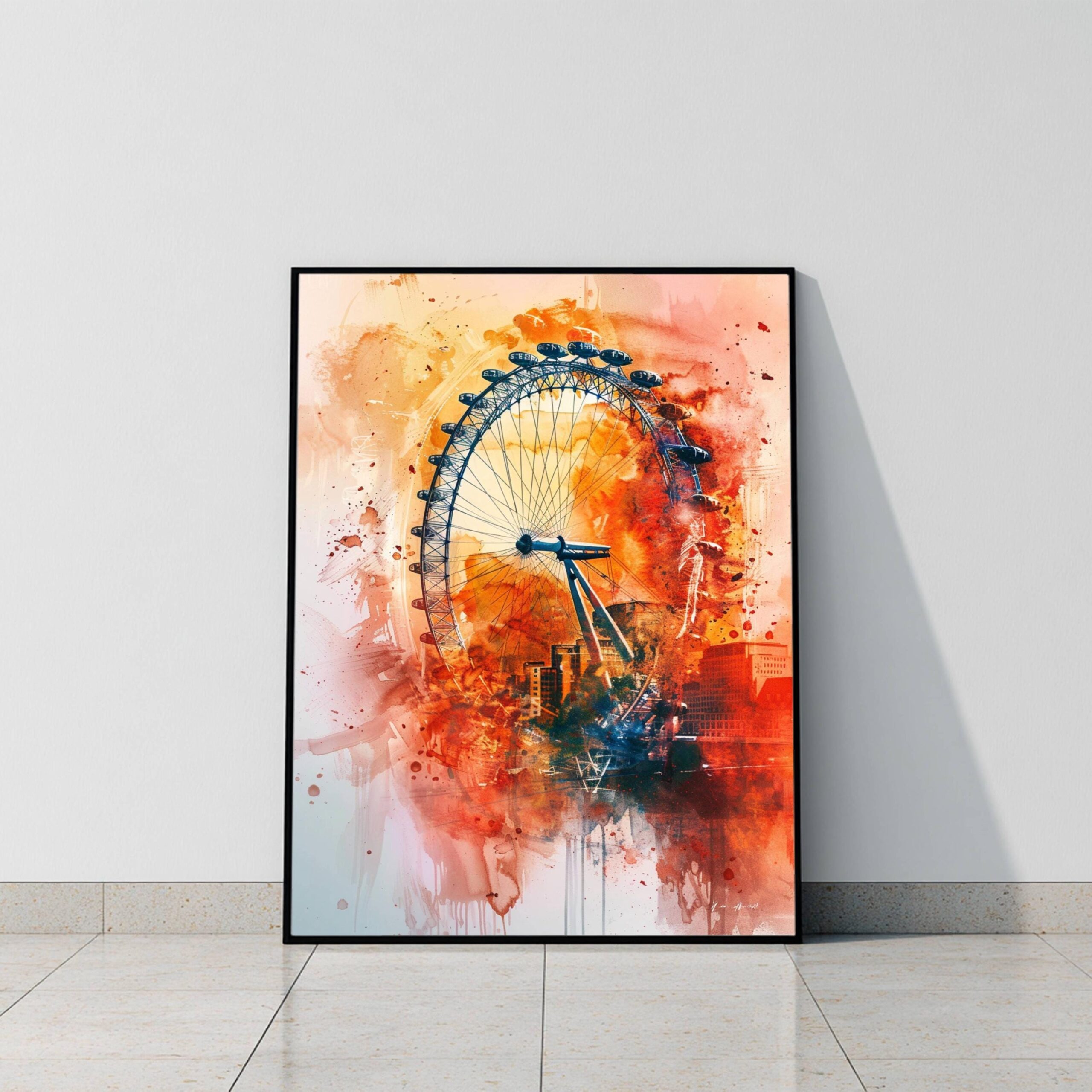 London Eye England Watercolor: United Kingdom Travel Art Poster - Image 9