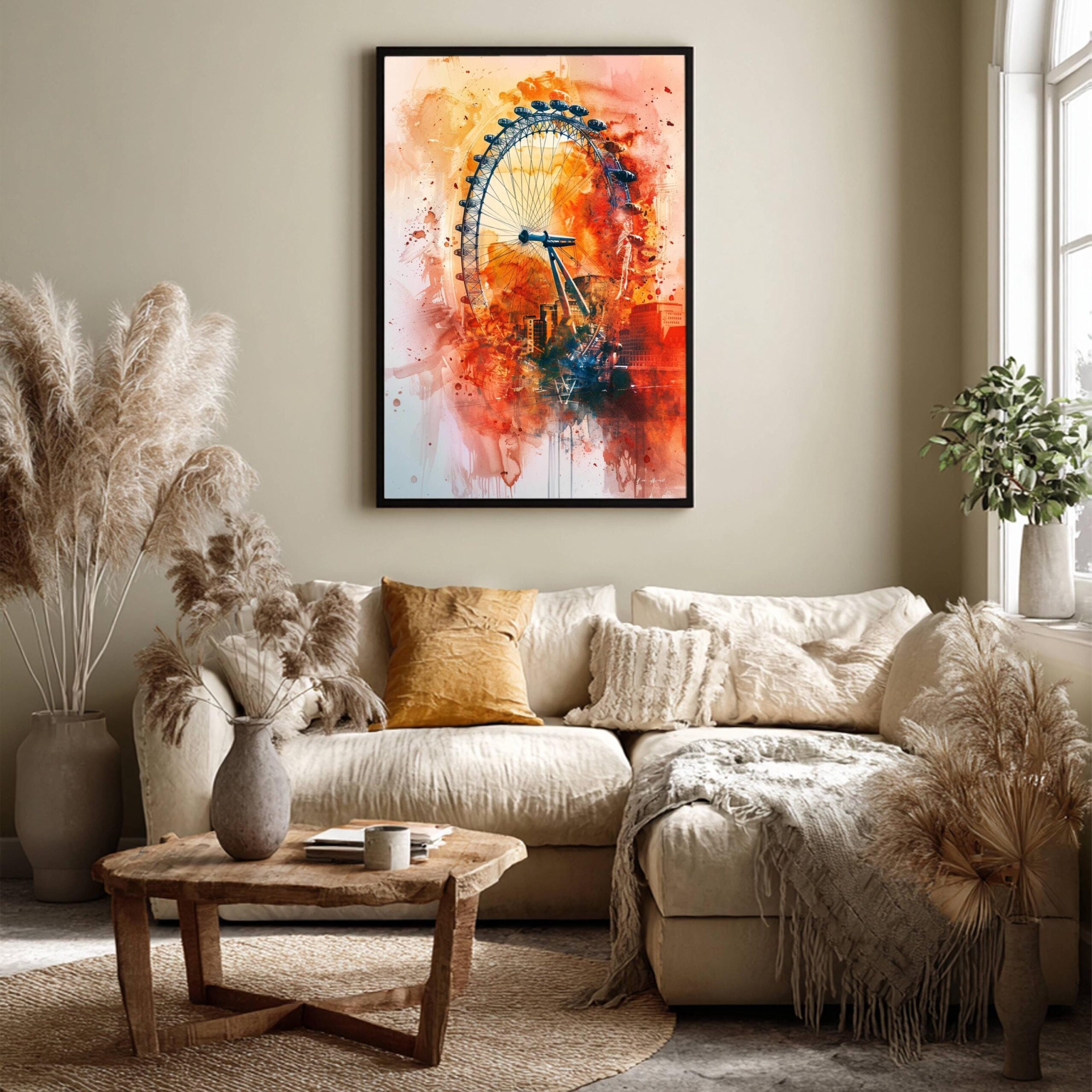 London Eye England Watercolor: United Kingdom Travel Art Poster - Image 3