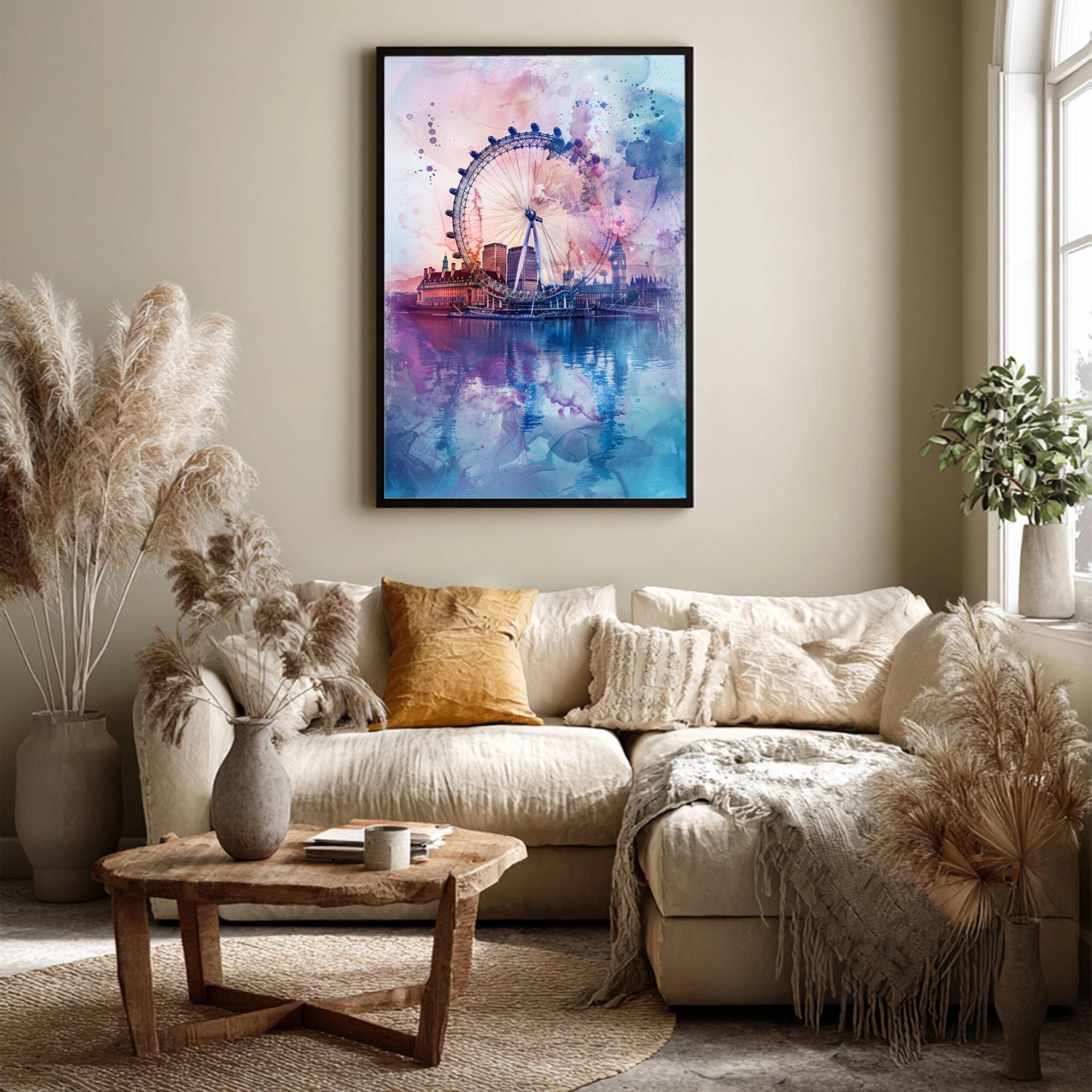 London Eye England Watercolor: United Kingdom Travel Art Poster - Image 3