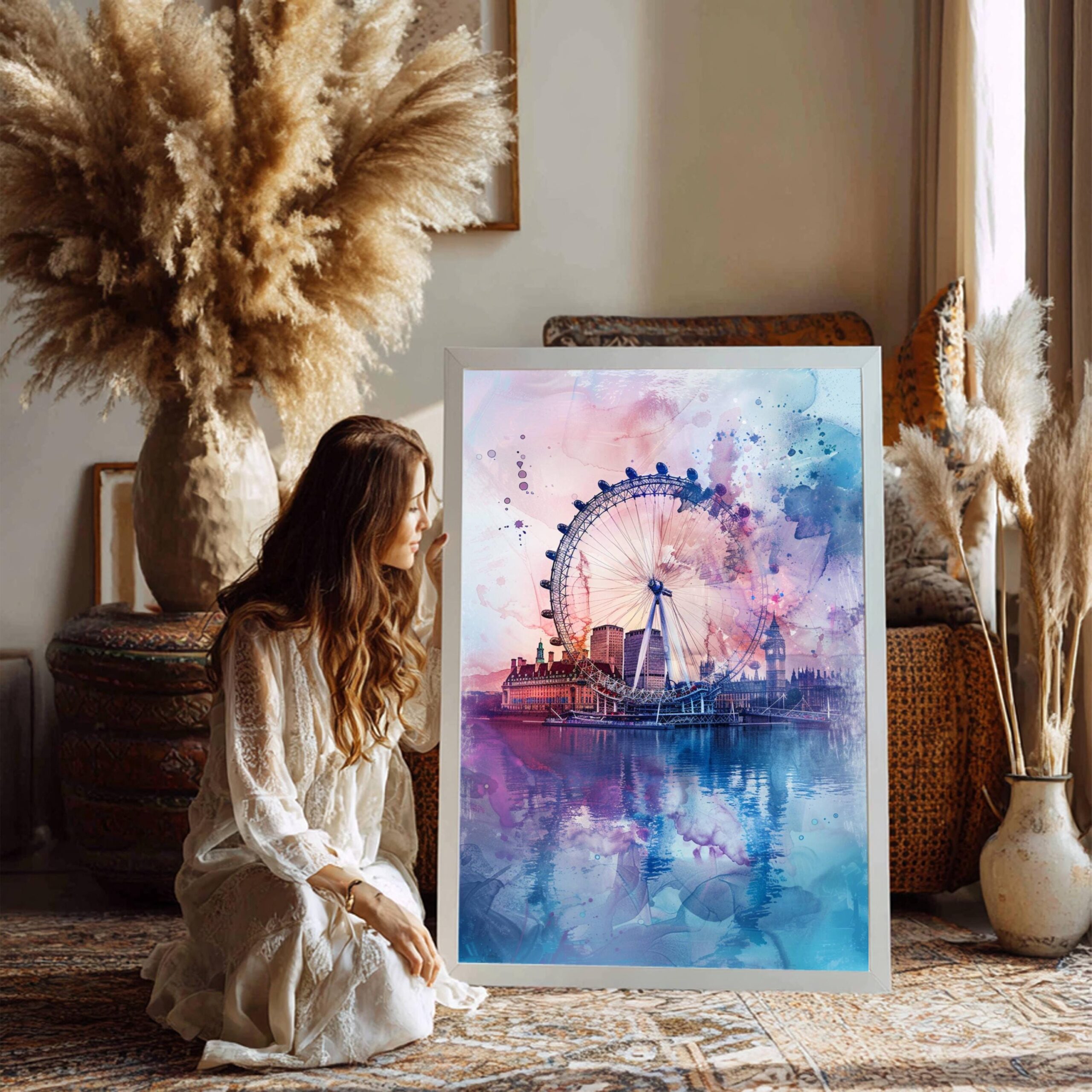 London Eye England Watercolor: United Kingdom Travel Art Poster - Image 8