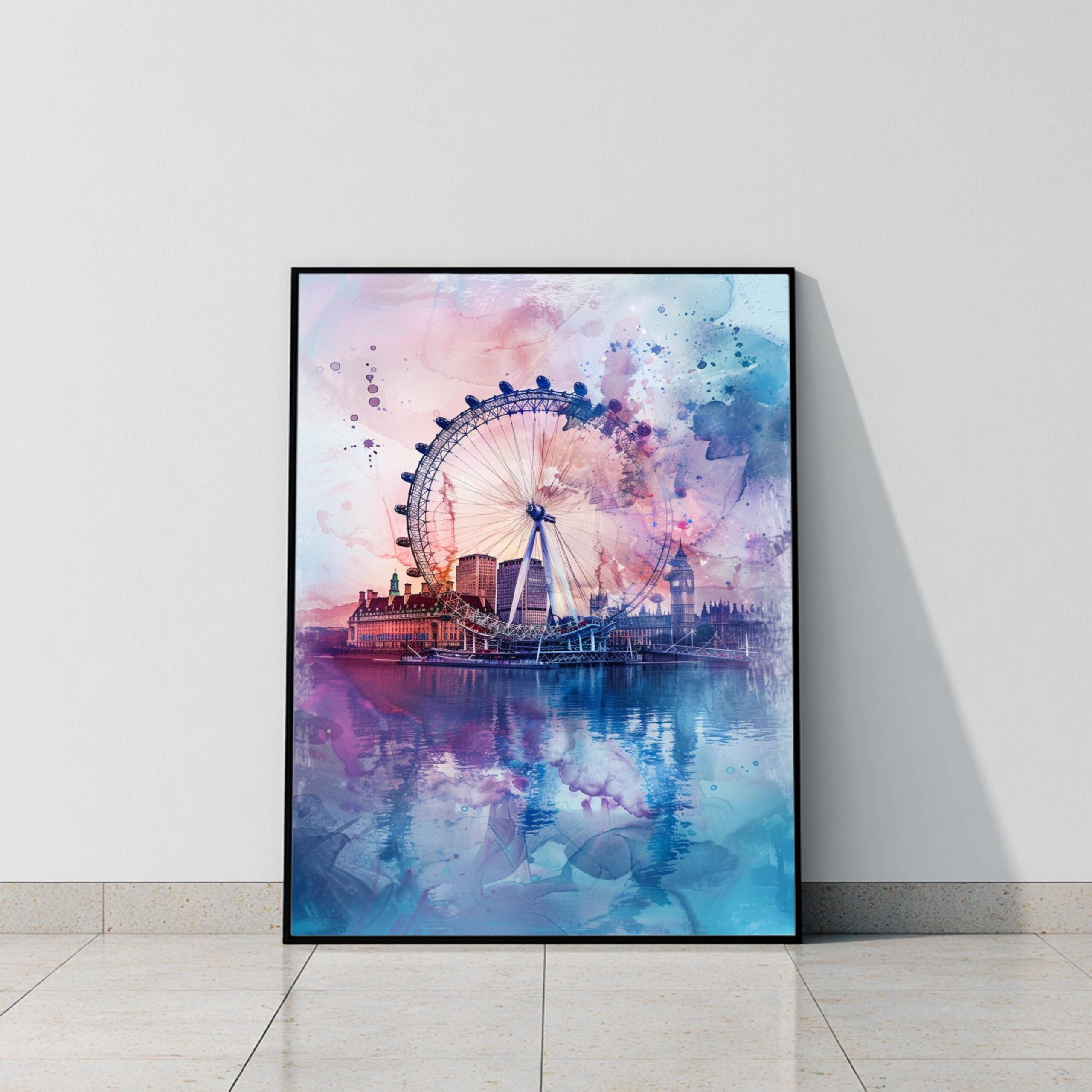 London Eye England Watercolor: United Kingdom Travel Art Poster - Image 9