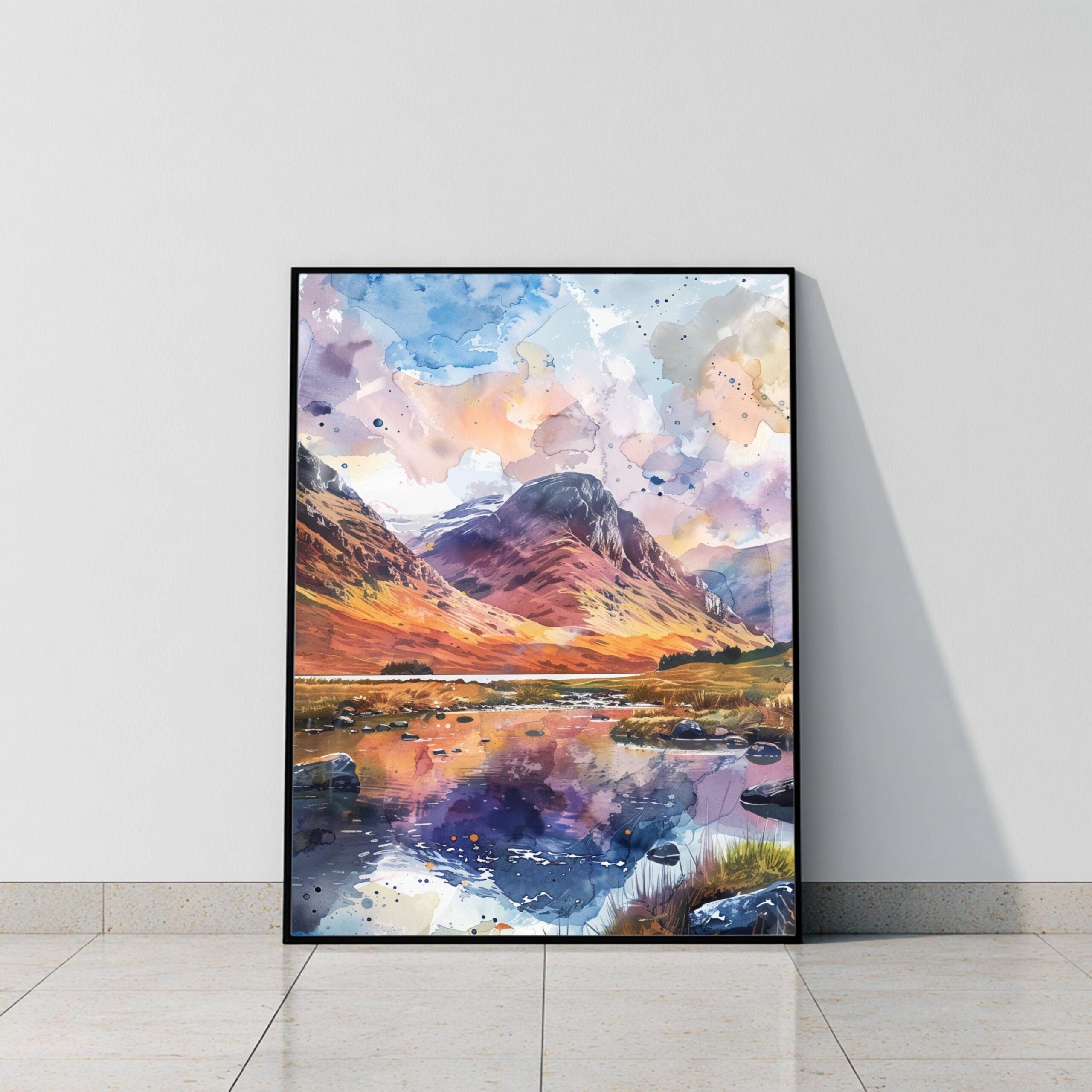 Pass of Glencoe Scotland United Kingdom Watercolor: Scotland Travel Art Poster - Image 9
