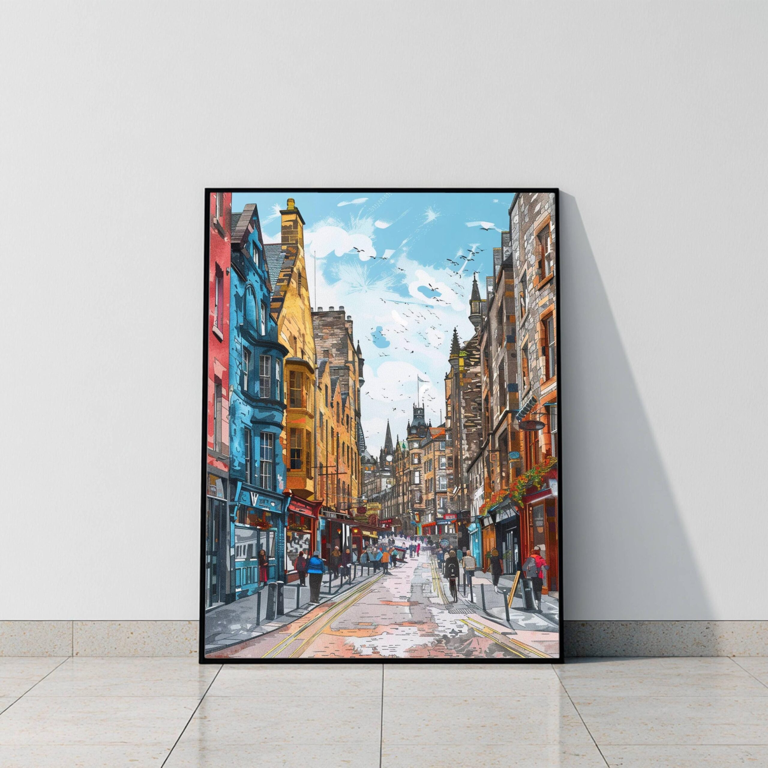Princess Street Edinburgh Scotland United Kingdom Watercolor: Scotland Travel Art Poster - Image 9