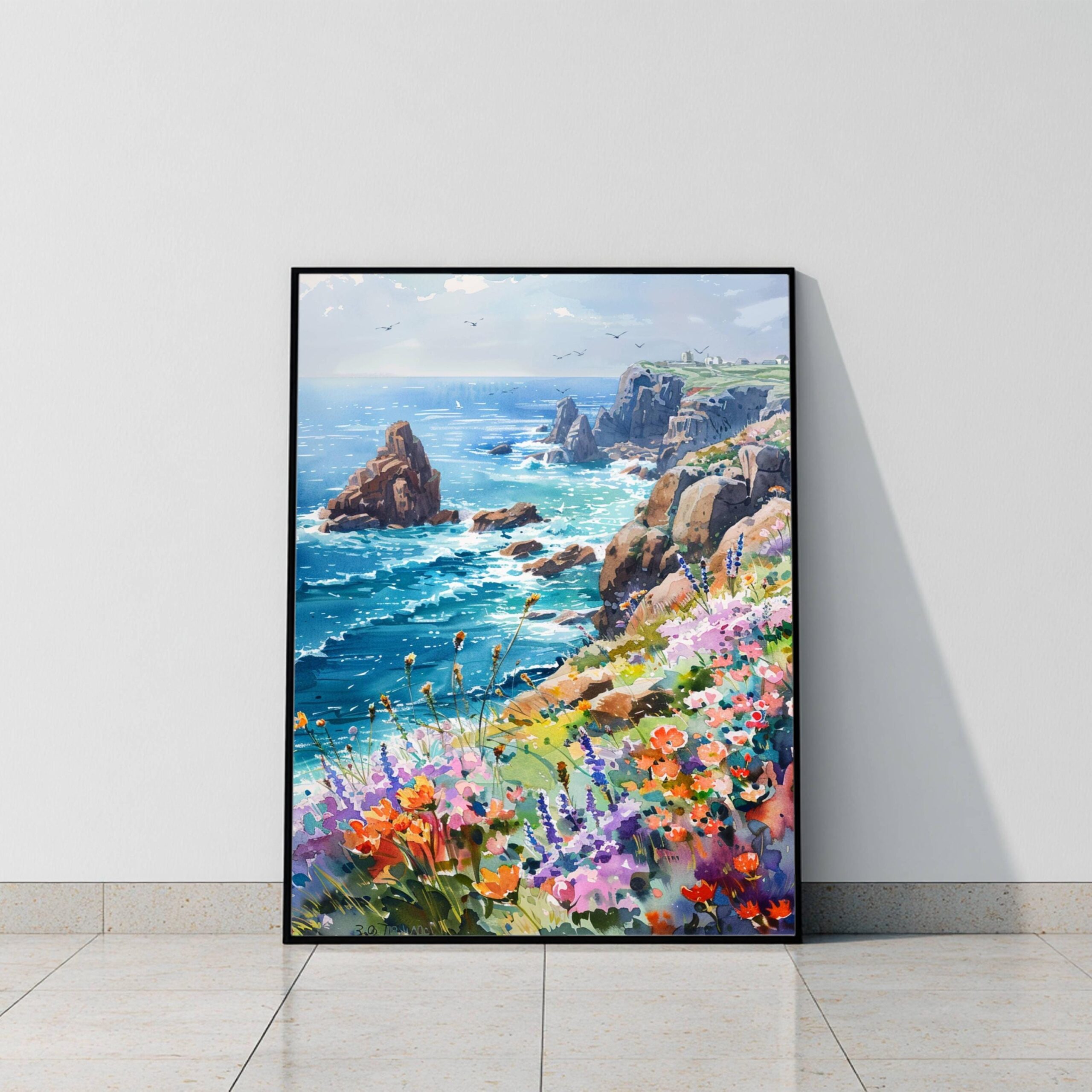 Land's End Cornwall England Watercolor: United Kingdom Travel Art Poster - Image 9