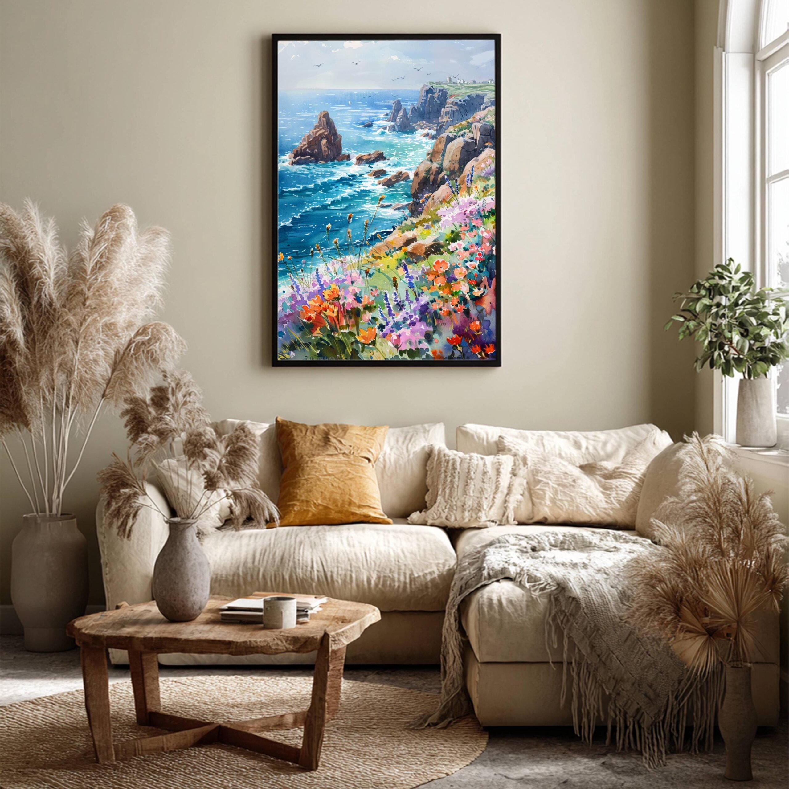 Land's End Cornwall England Watercolor: United Kingdom Travel Art Poster - Image 3