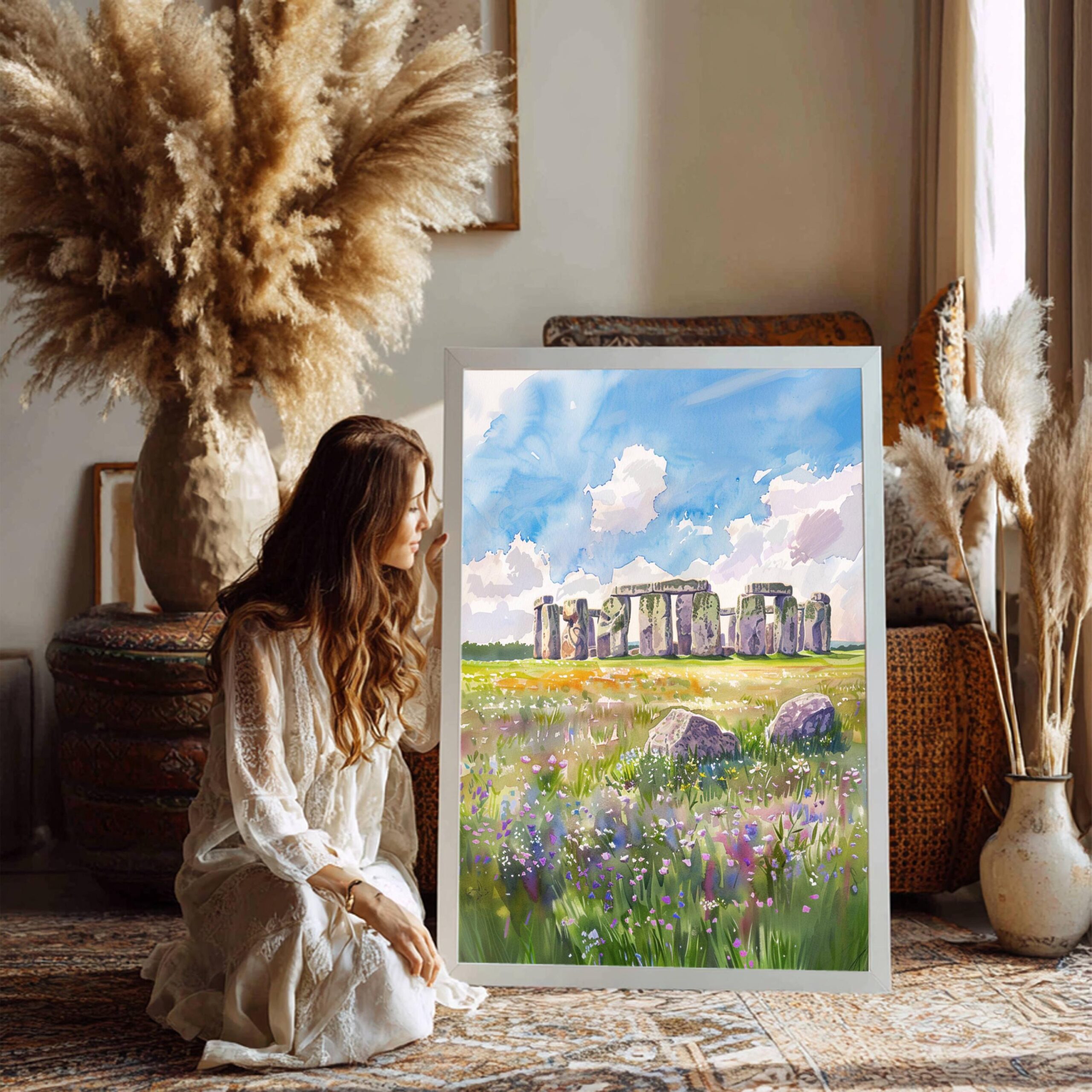 Stonehenge England Watercolor: United Kingdom Travel Art Poster - Image 6
