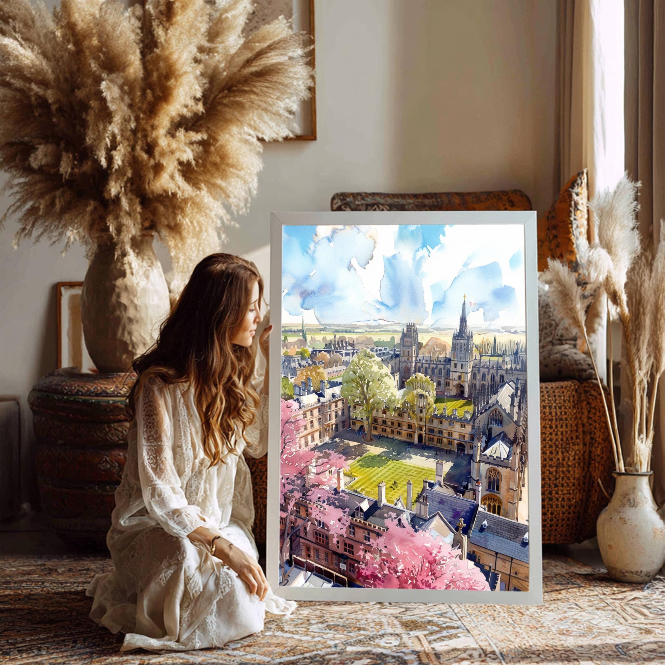 Cambridge University England Watercolor: United Kingdom Travel Art Poster - Image 6