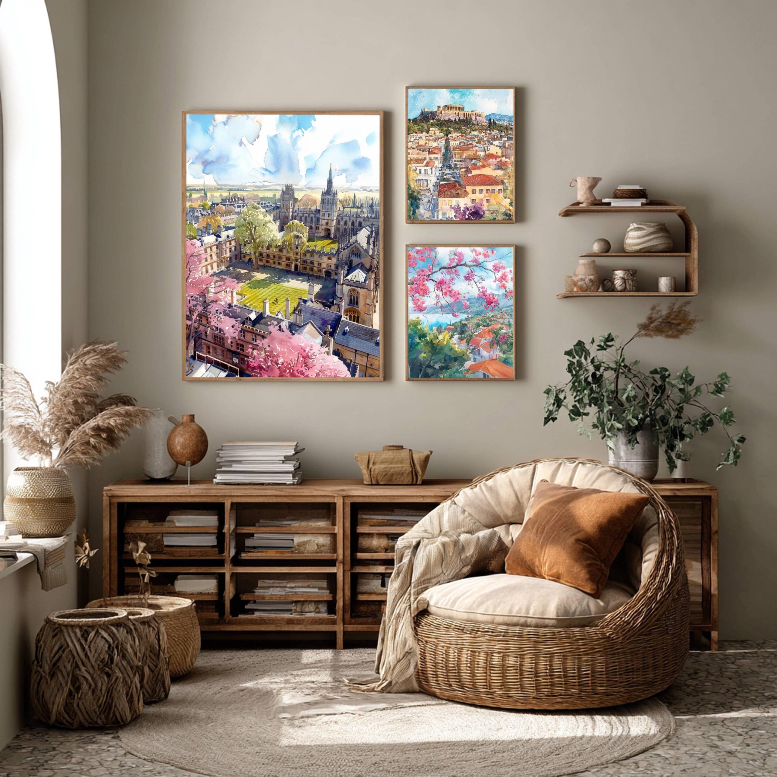 Cambridge University England Watercolor: United Kingdom Travel Art Poster - Image 2
