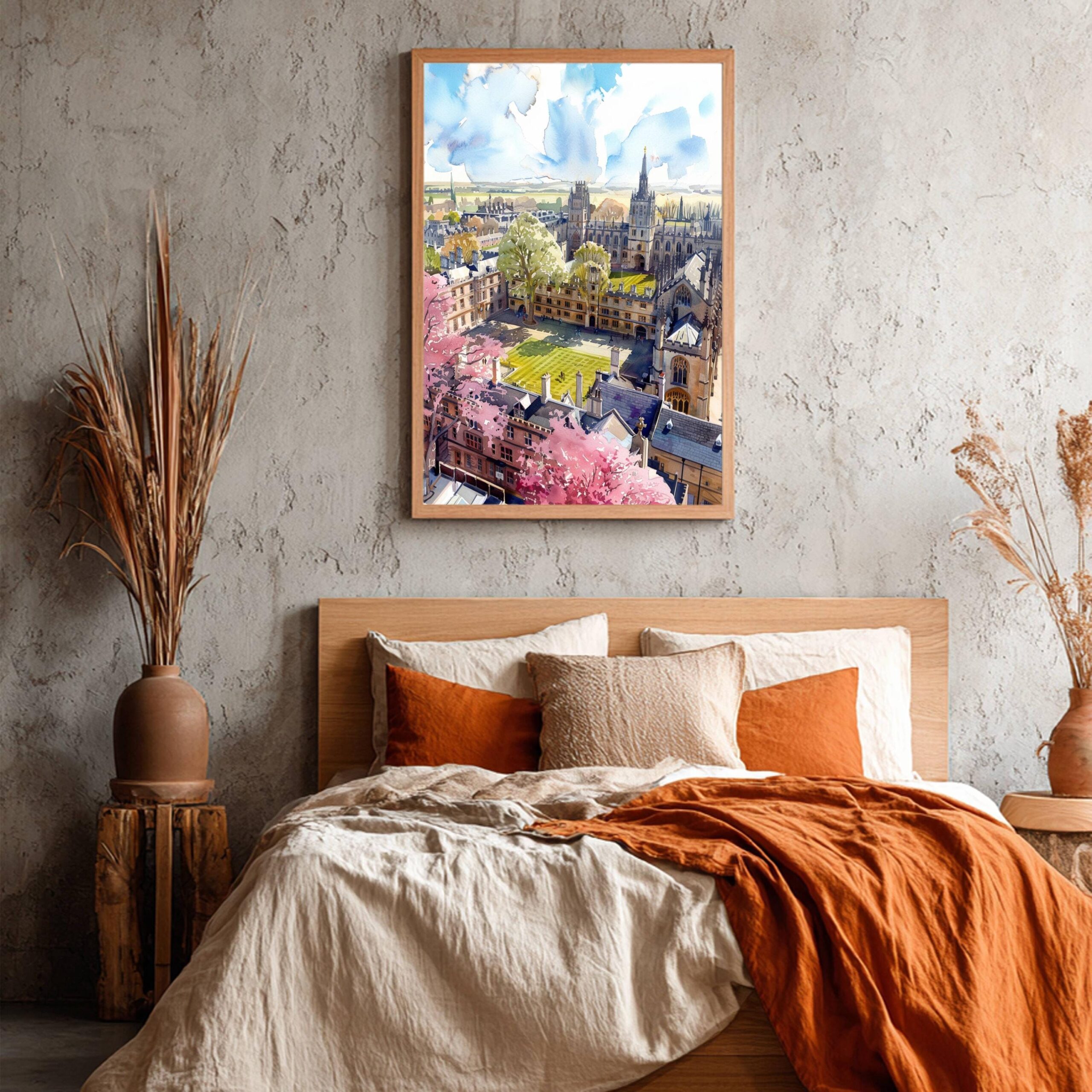 Cambridge University England Watercolor: United Kingdom Travel Art Poster - Image 4