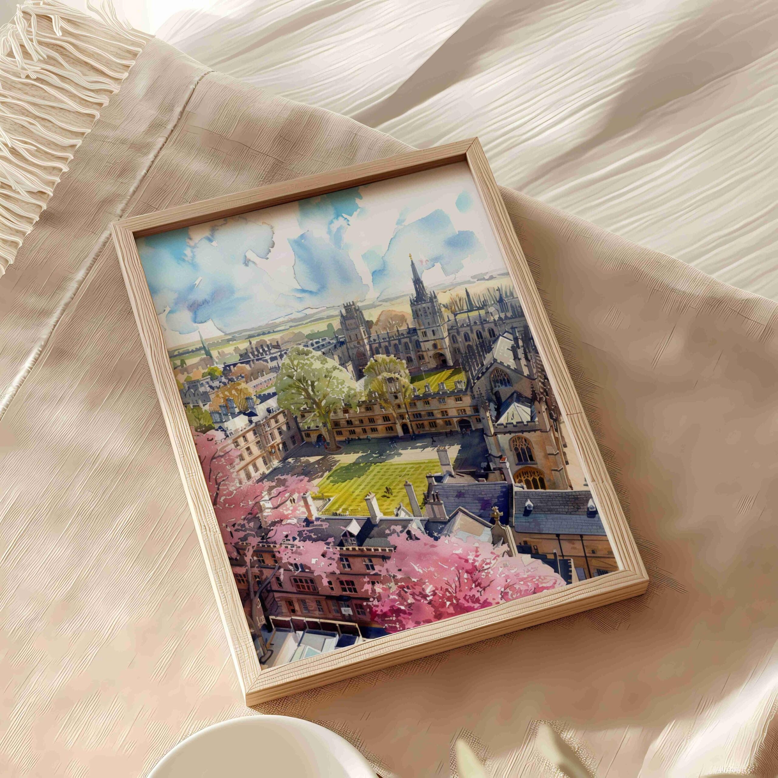 Cambridge University England Watercolor: United Kingdom Travel Art Poster - Image 5