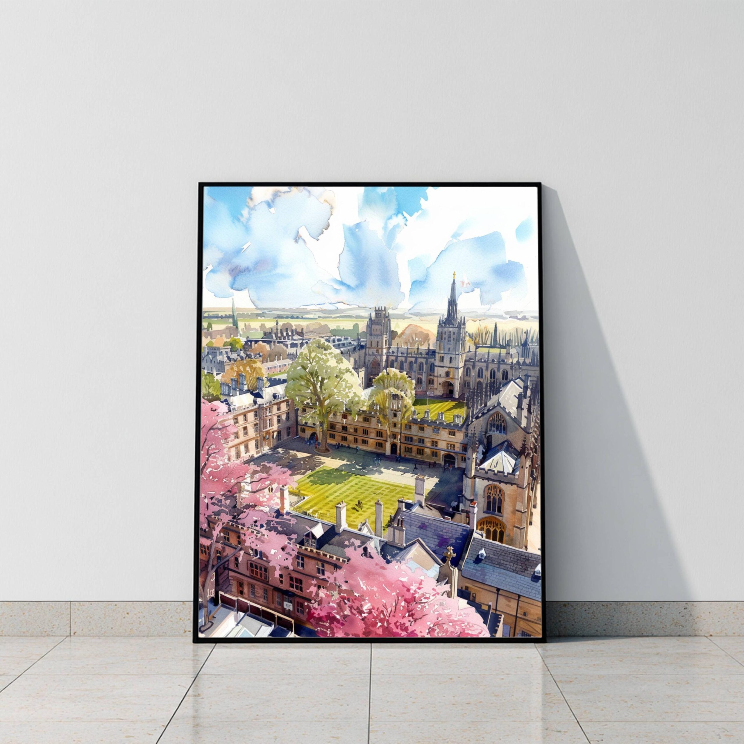 Cambridge University England Watercolor: United Kingdom Travel Art Poster - Image 9