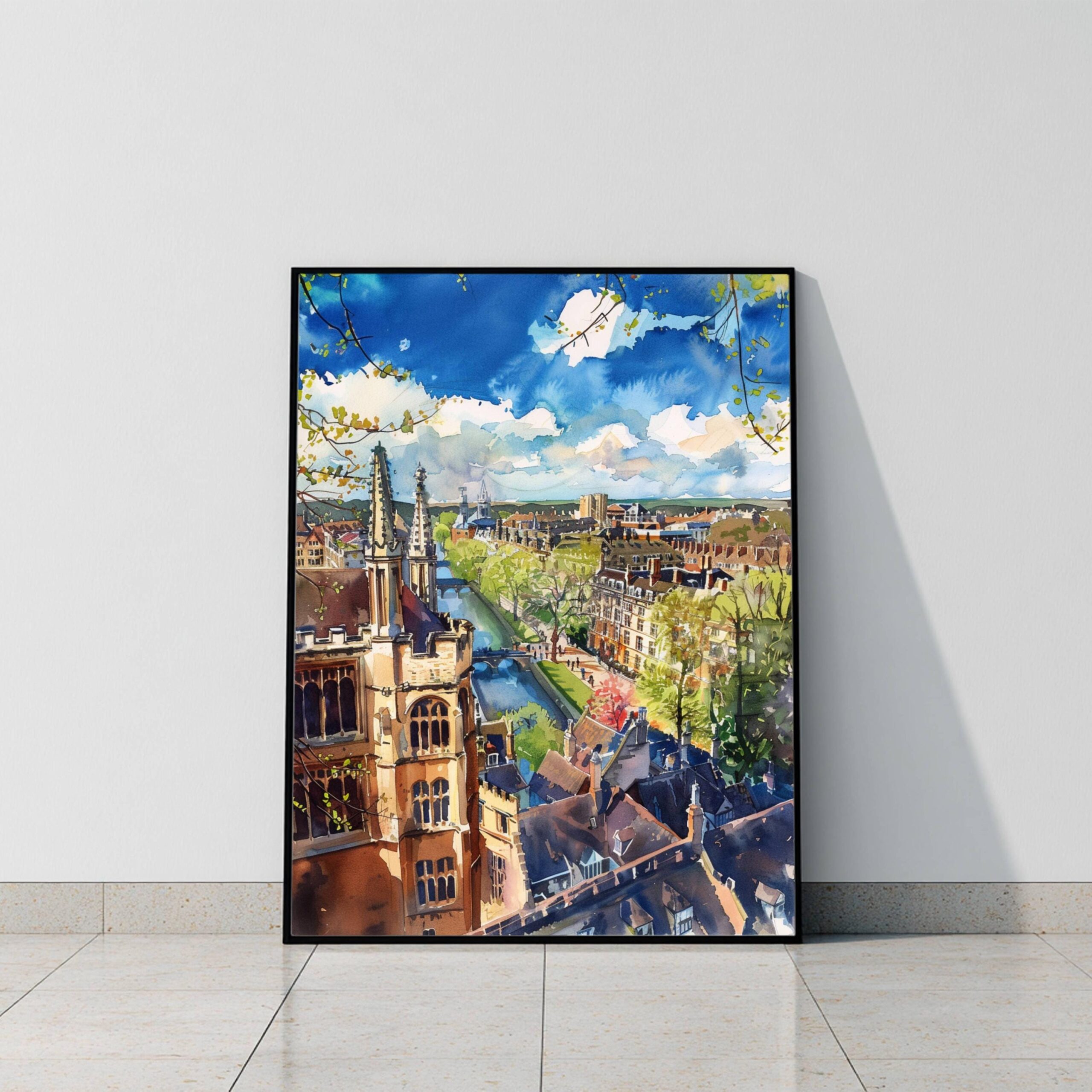 Cambridge England Watercolor: United Kingdom Travel Art Poster - Image 9