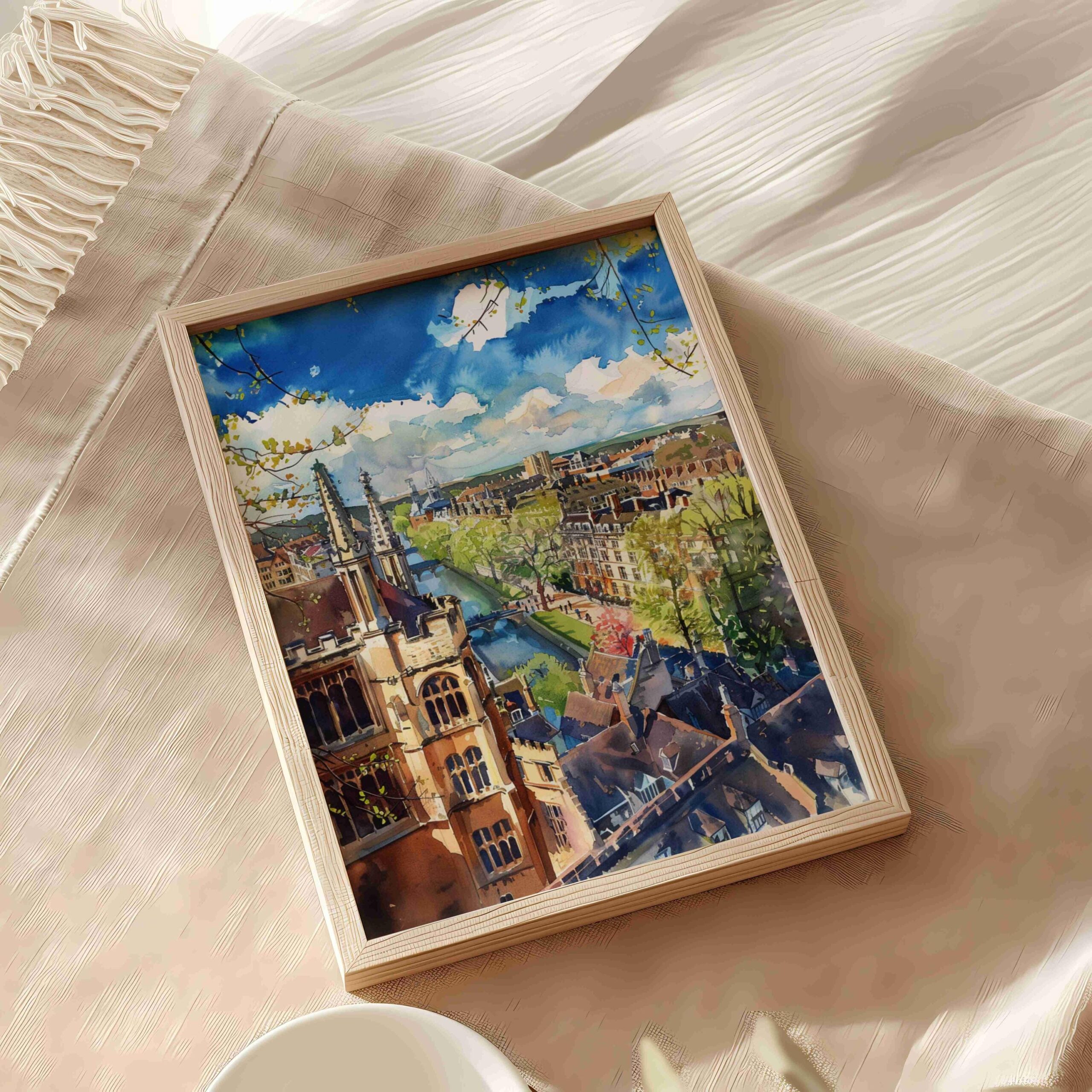 Cambridge England Watercolor: United Kingdom Travel Art Poster - Image 5