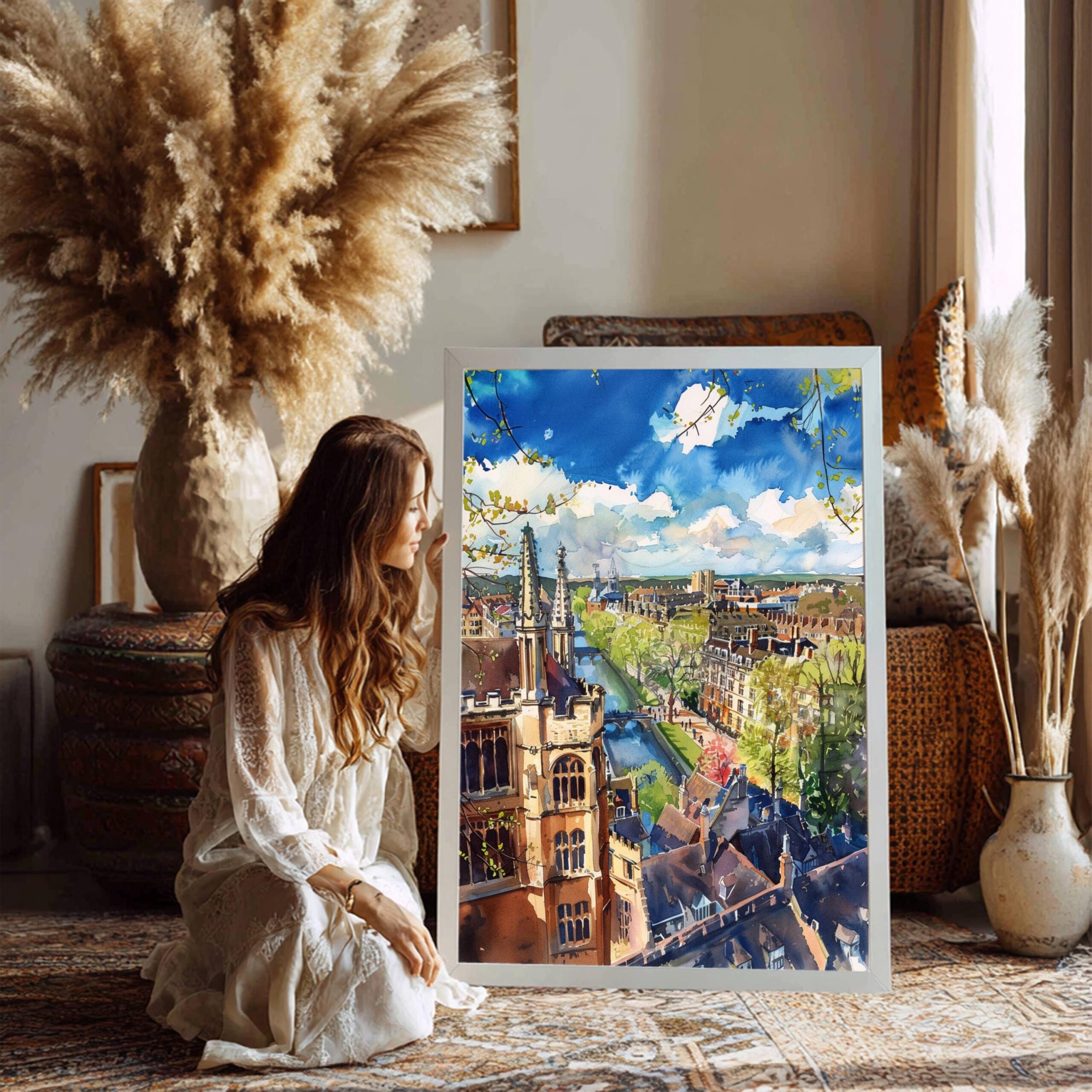 Cambridge England Watercolor: United Kingdom Travel Art Poster - Image 6