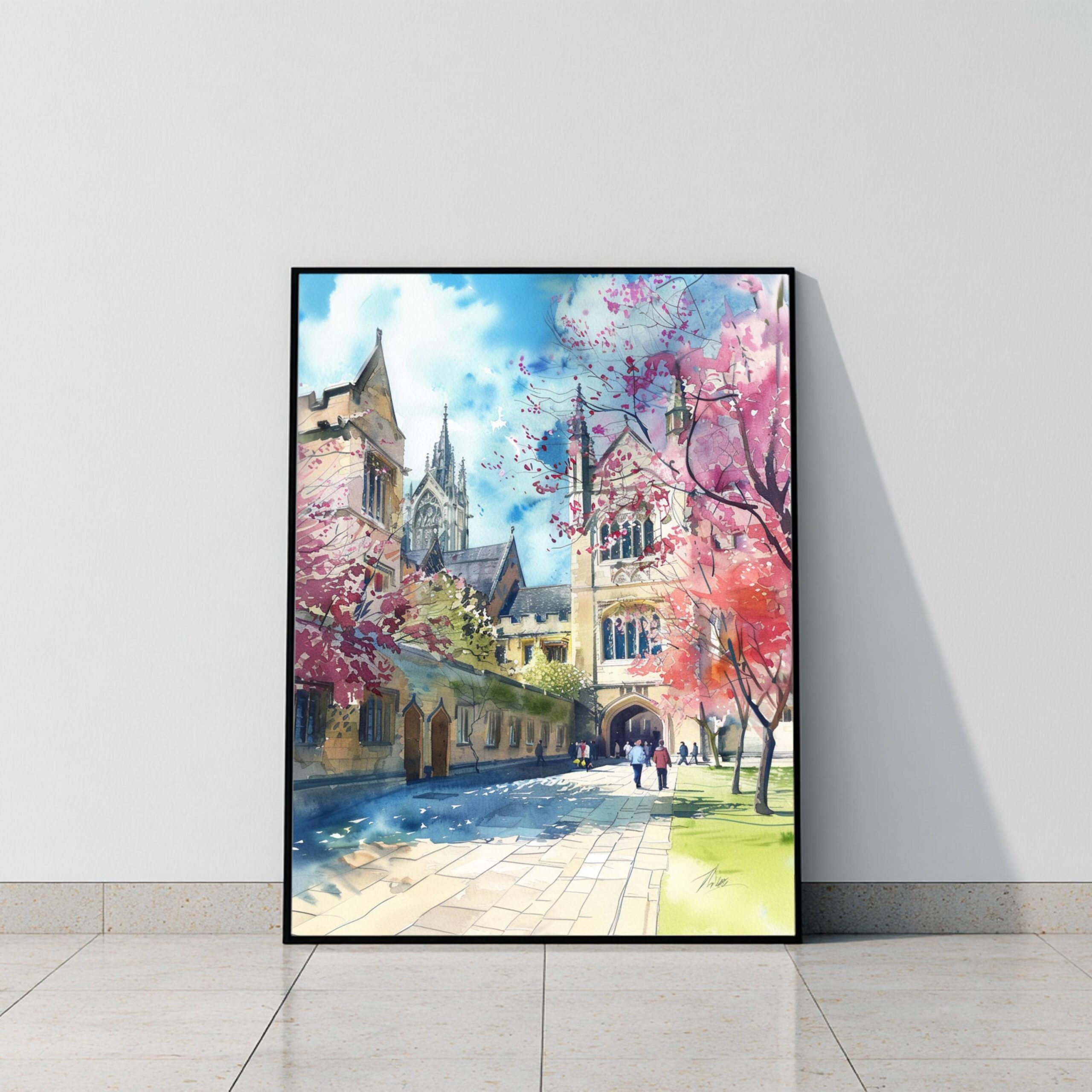 Oxford University England Watercolor: United Kingdom Travel Art Poster - Image 9