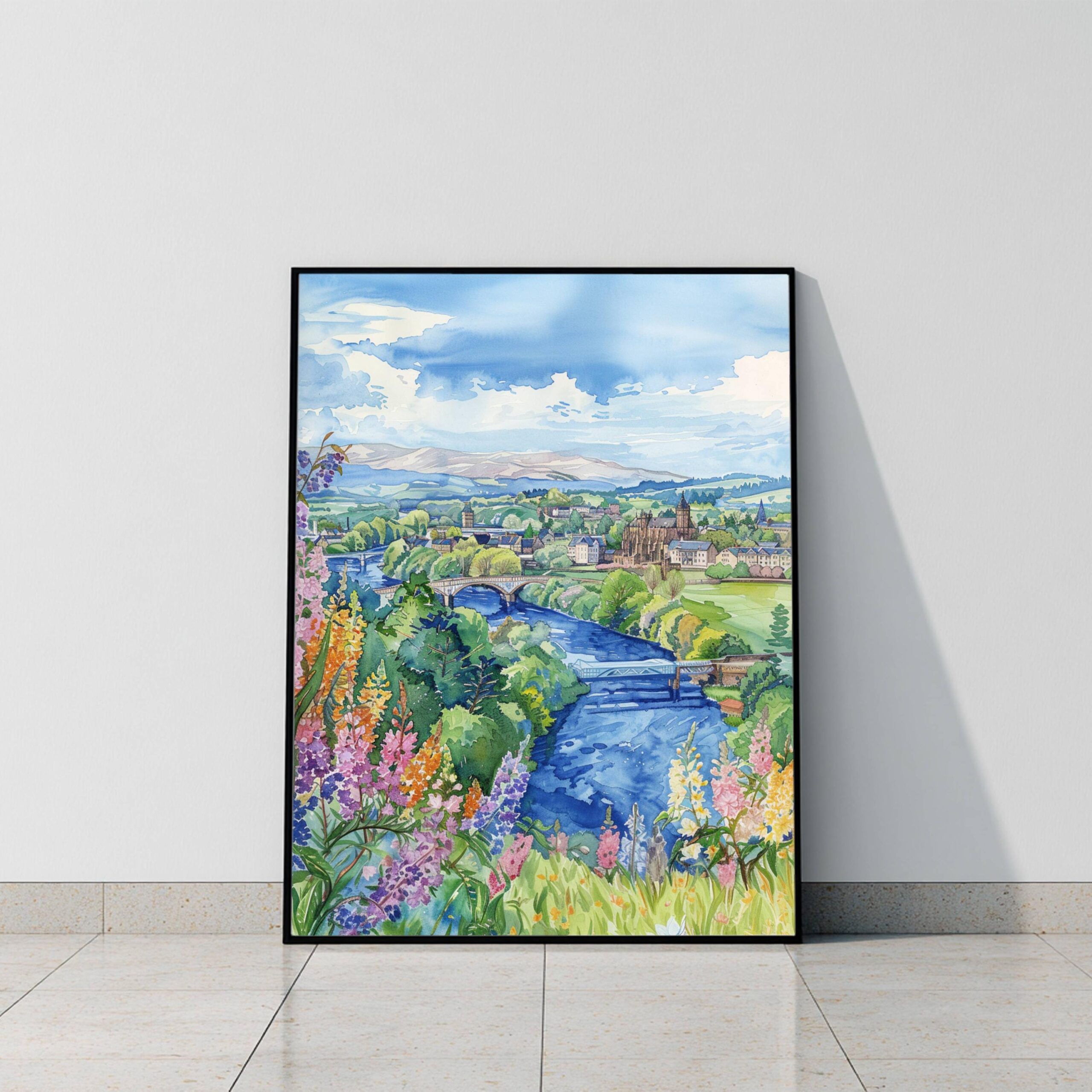 Stirling Scotland United Kingdom Watercolor: Scotland Travel Art Poster - Image 9