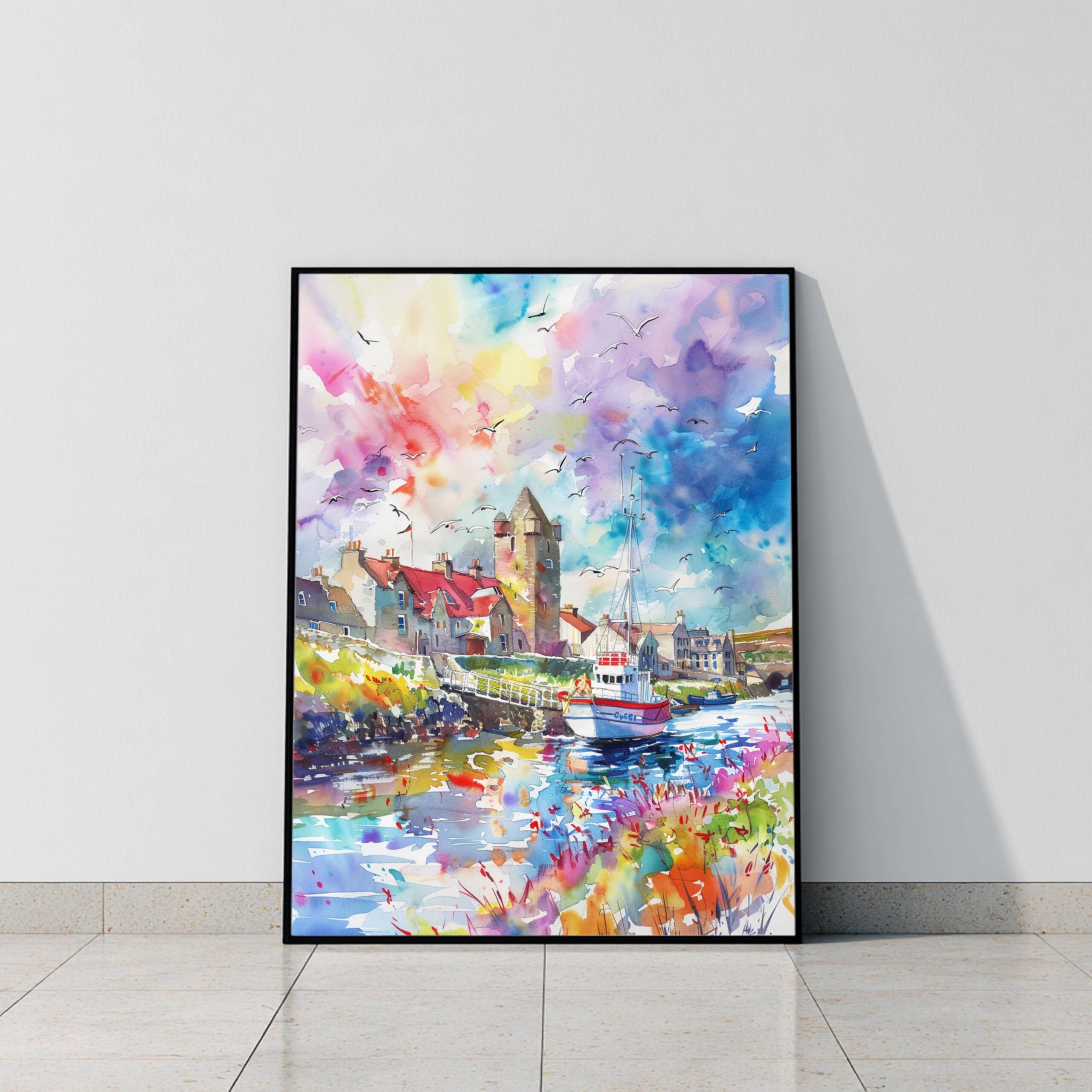 Thurso Scotland United Kingdom Watercolor: Scotland Travel Art Poster - Image 9