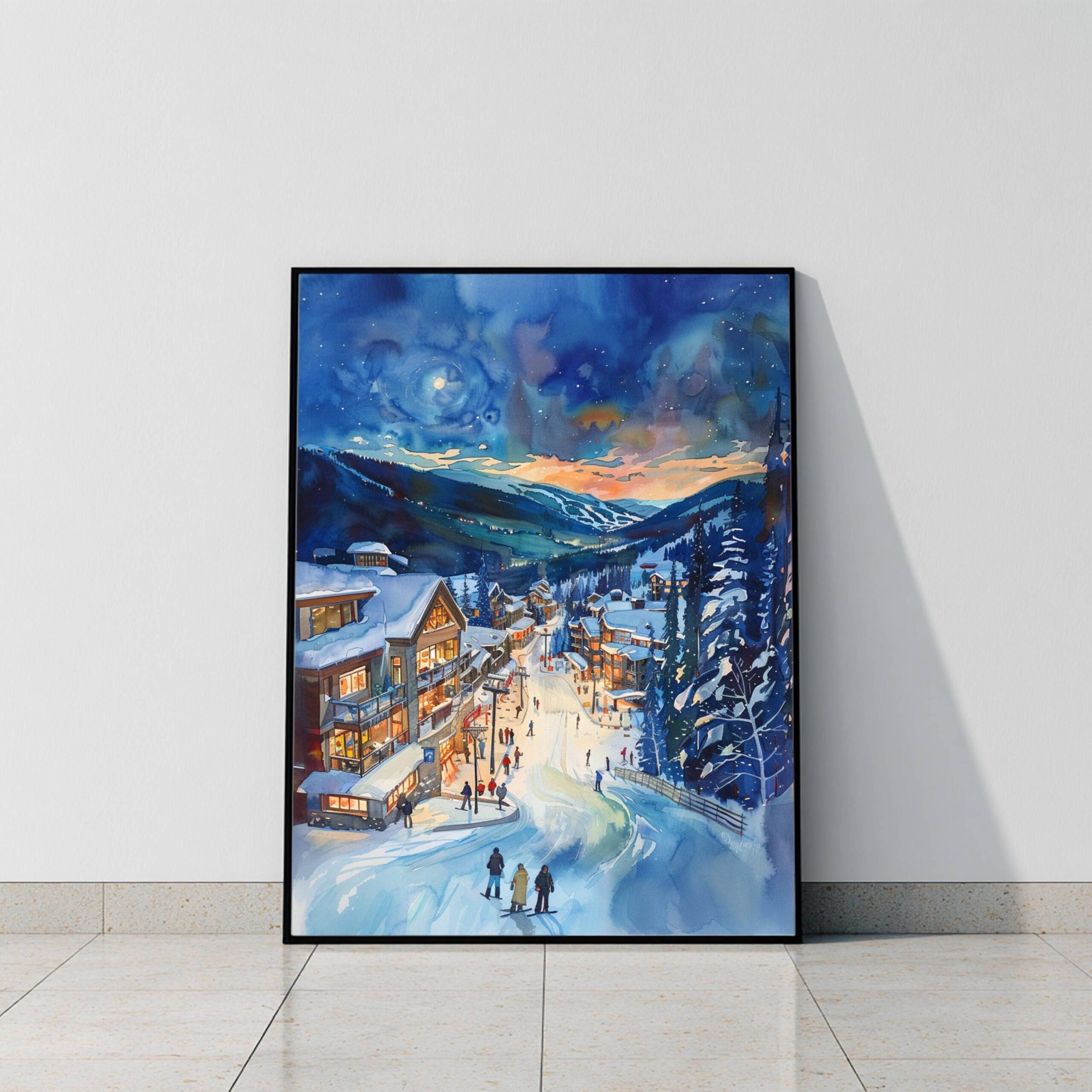 Sun Peaks Resort Canada North America Watercolor: Travel Art Poster Print - Image 9