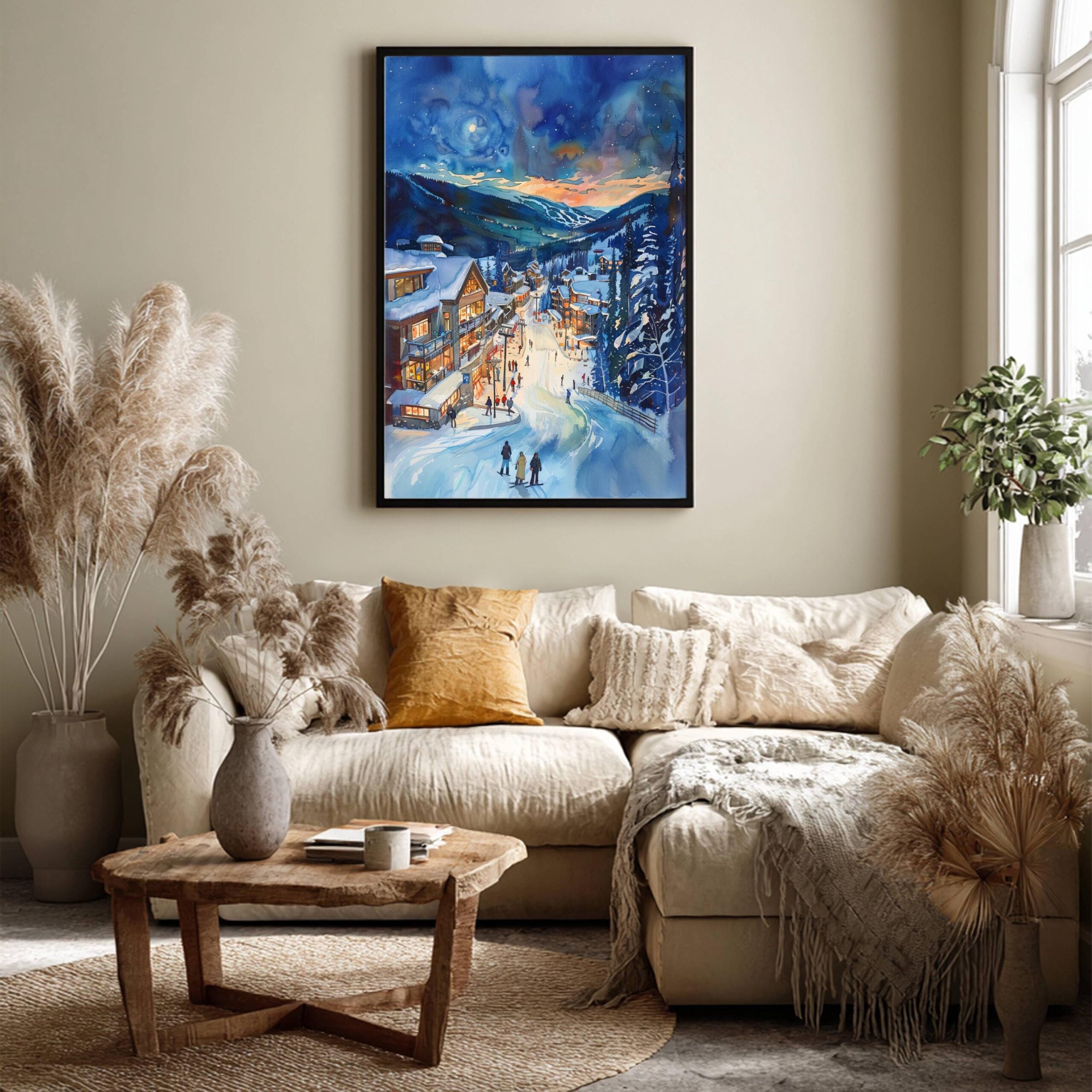 Sun Peaks Resort Canada North America Watercolor: Travel Art Poster Print - Image 3