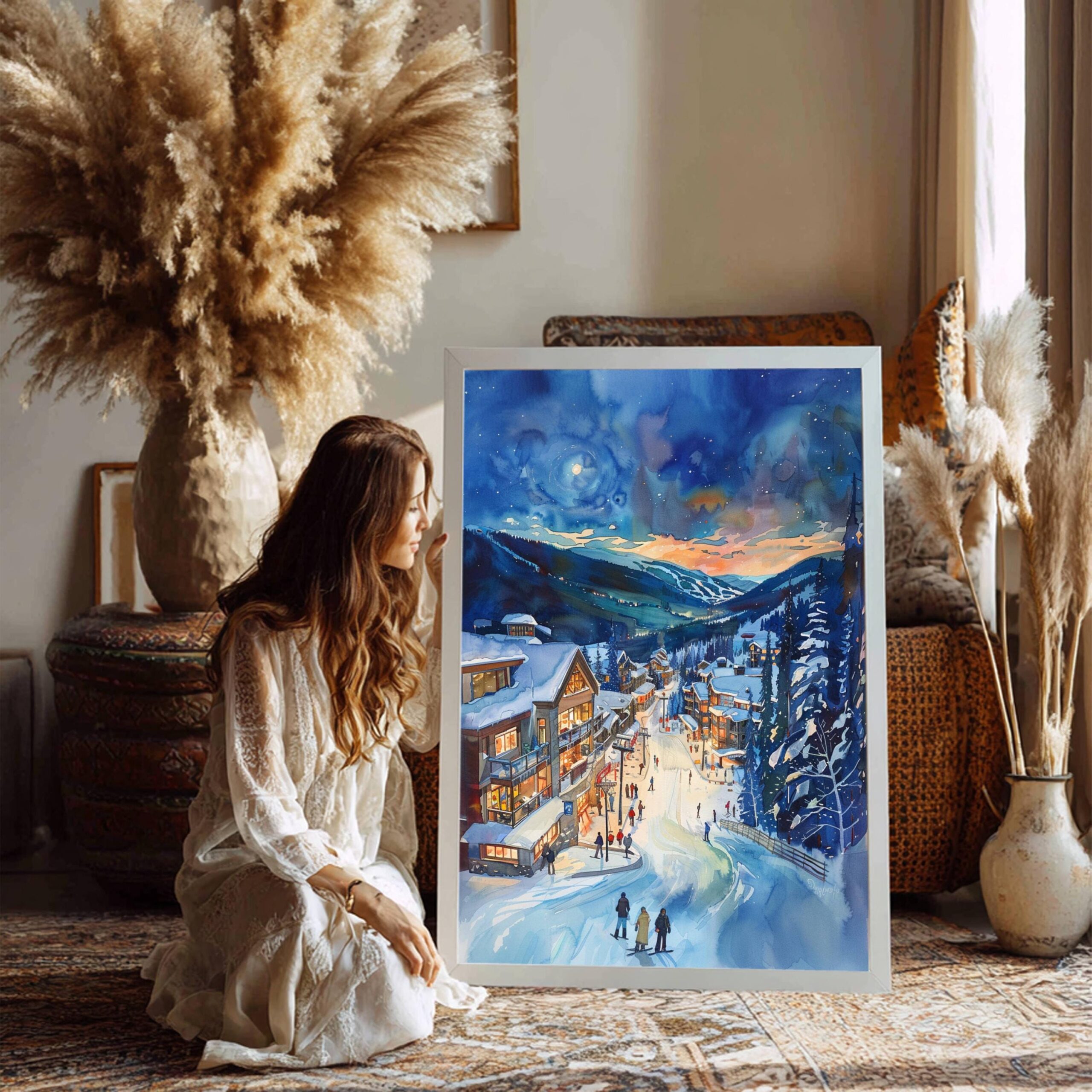 Sun Peaks Resort Canada North America Watercolor: Travel Art Poster Print - Image 8