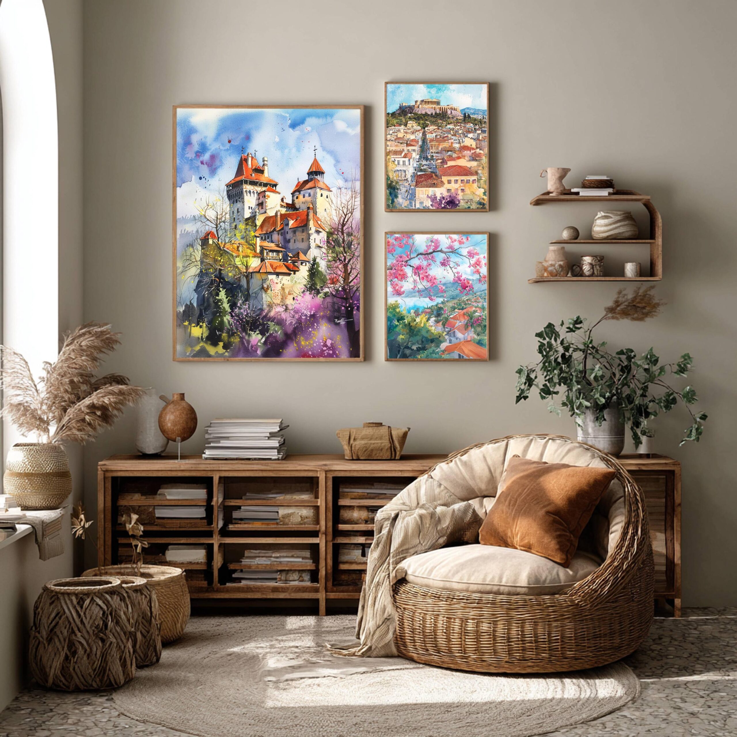 Bran Castle Romania Watercolor Print: Europe Travel Art Poster - Image 2