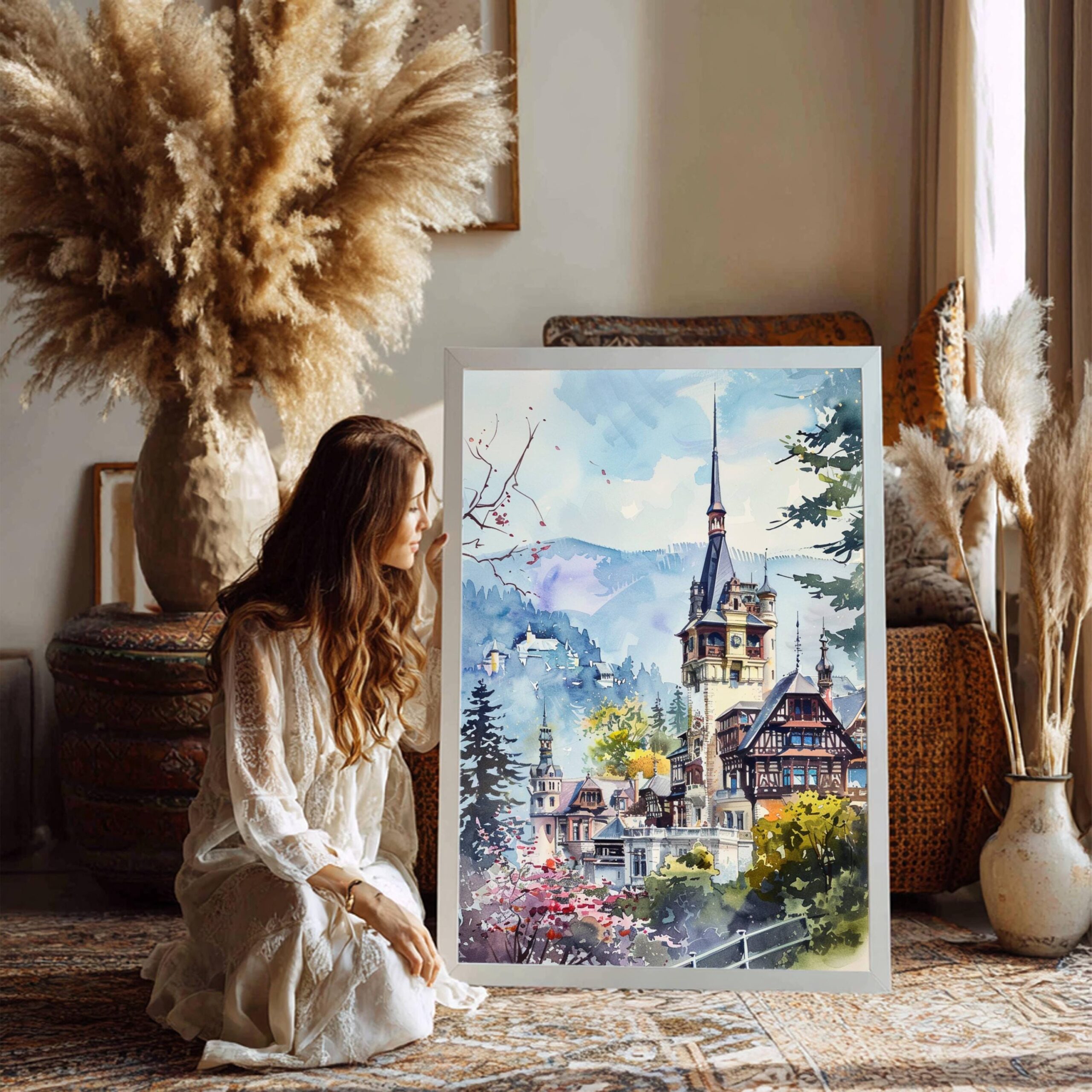 Peles Castle Sinaia Romania Watercolor Art Print: Europe Travel Art Poster - Image 6
