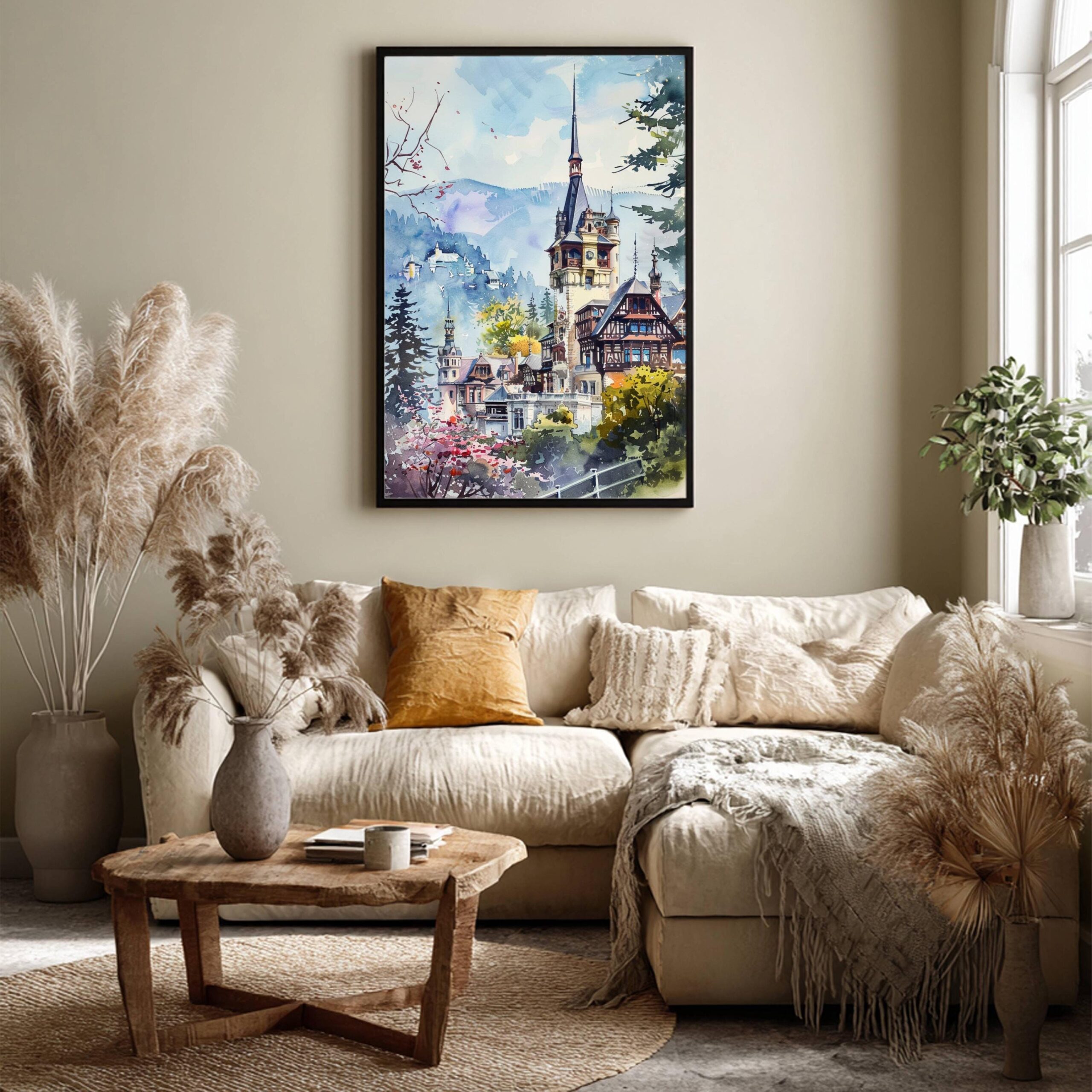 Peles Castle Sinaia Romania Watercolor Art Print: Europe Travel Art Poster - Image 3