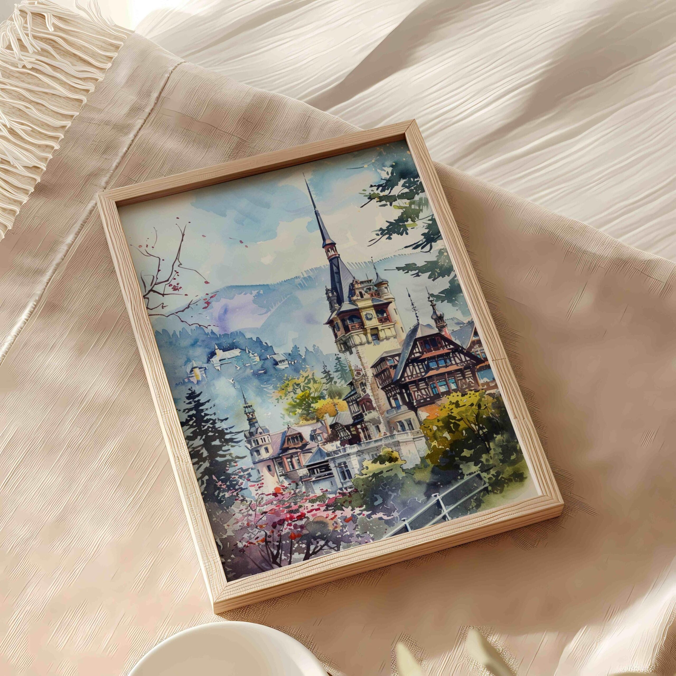 Peles Castle Sinaia Romania Watercolor Art Print: Europe Travel Art Poster - Image 5